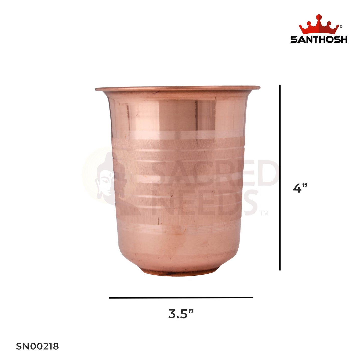 Copper U-Shaped Glass/Tumbler – 4 Inch Height | Traditional Copper Drinking Glass for Ayurveda, Detox & Daily Use
