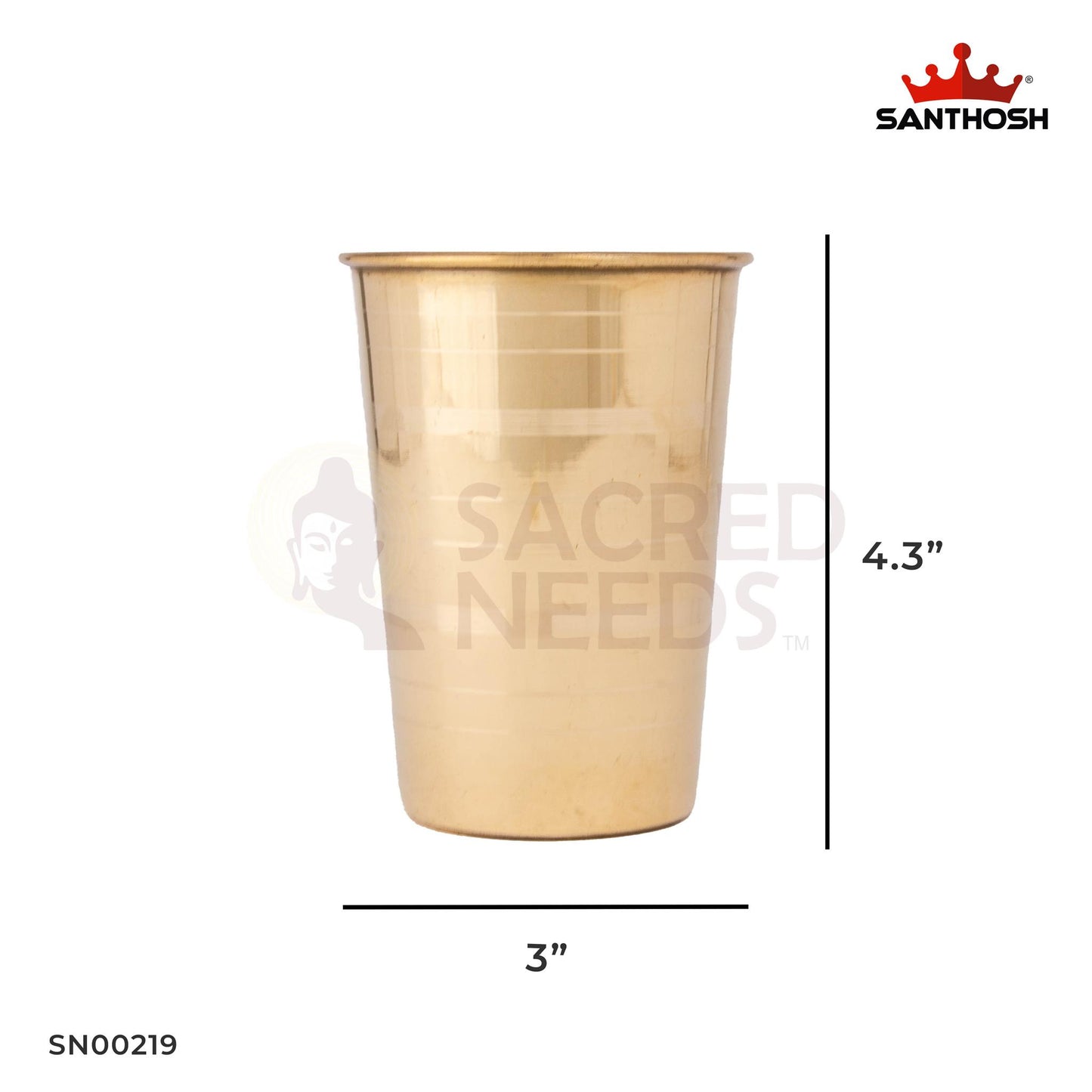 ICC V-Shaped Glass/Tumbler – 4.3 Inch Height | Brass Drinking Tumbler for Water, Juice & Traditional Use