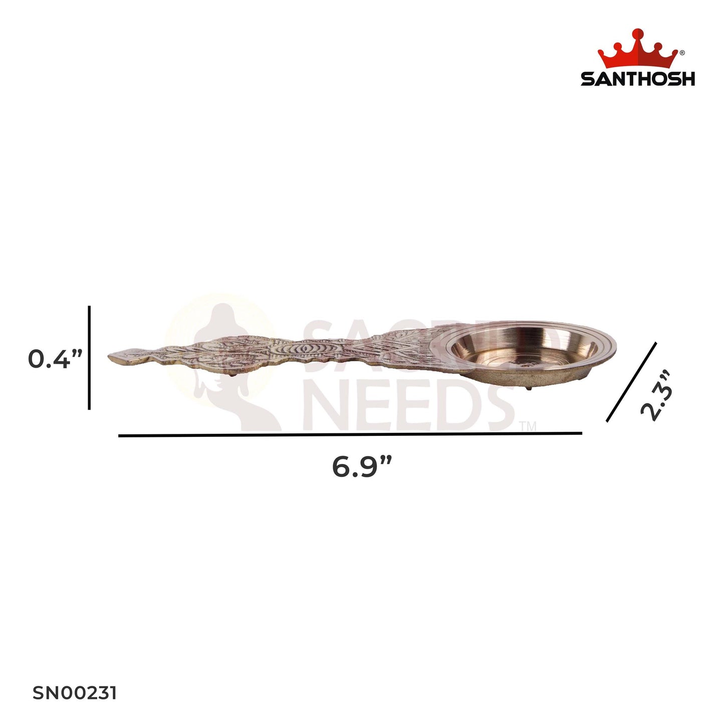 Brass Kapoor Arti – 0.4 Inch Height | Traditional Brass Aarti Stand for Camphor Burning in Pooja Ceremonies