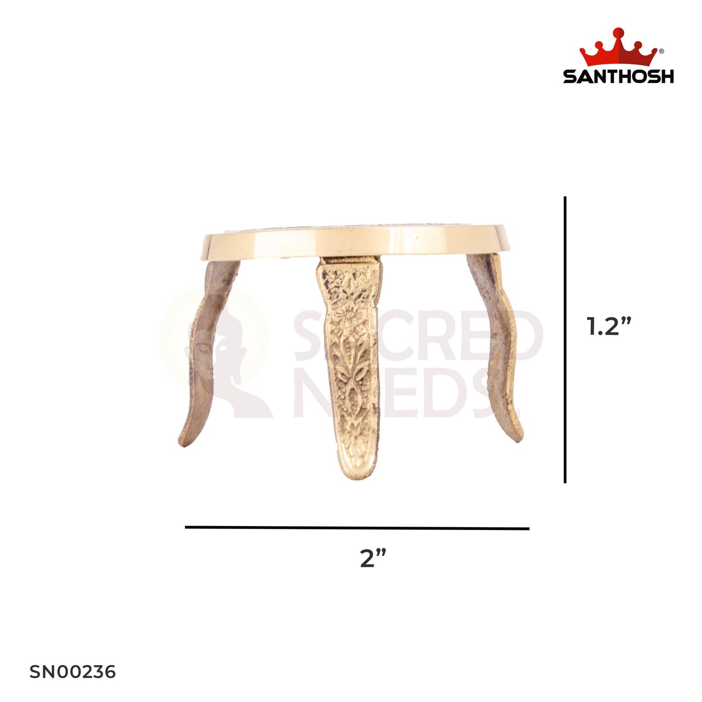 Brass Mukkali – 1.2 Inch Height | Ethnic Brass Pedestal for Pooja Idols, Kalash or Lamps