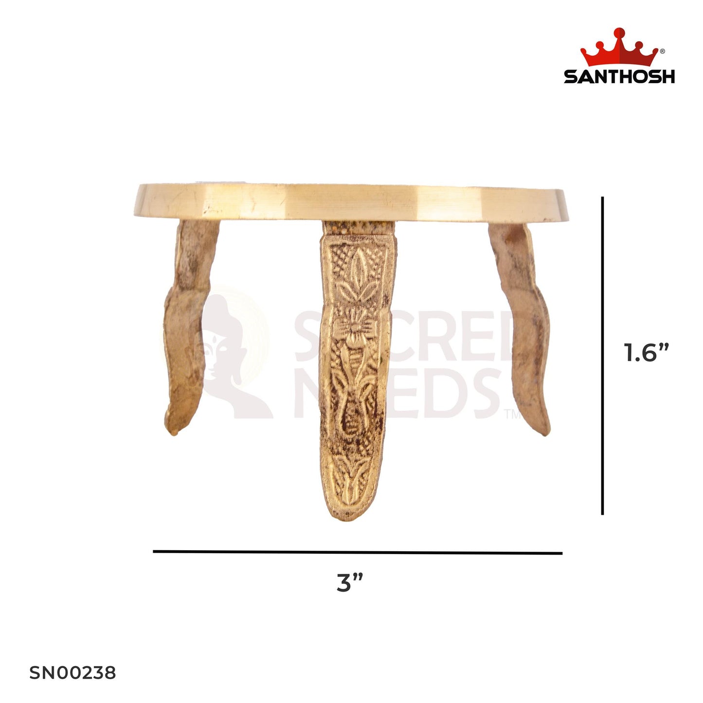 Brass Mukkali – 1.6 Inch Height | Handmade Brass Base for Idol Placement in Temple or Mandapam