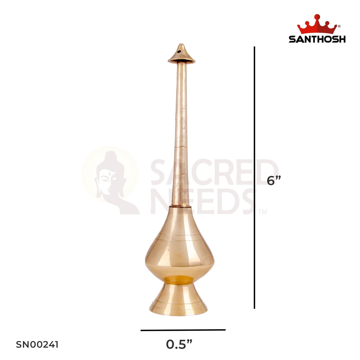 Brass Paneer Chambu – 6 Inch Height | Brass Water Vessel for Ritual Use, Kalash & Traditional Offerings