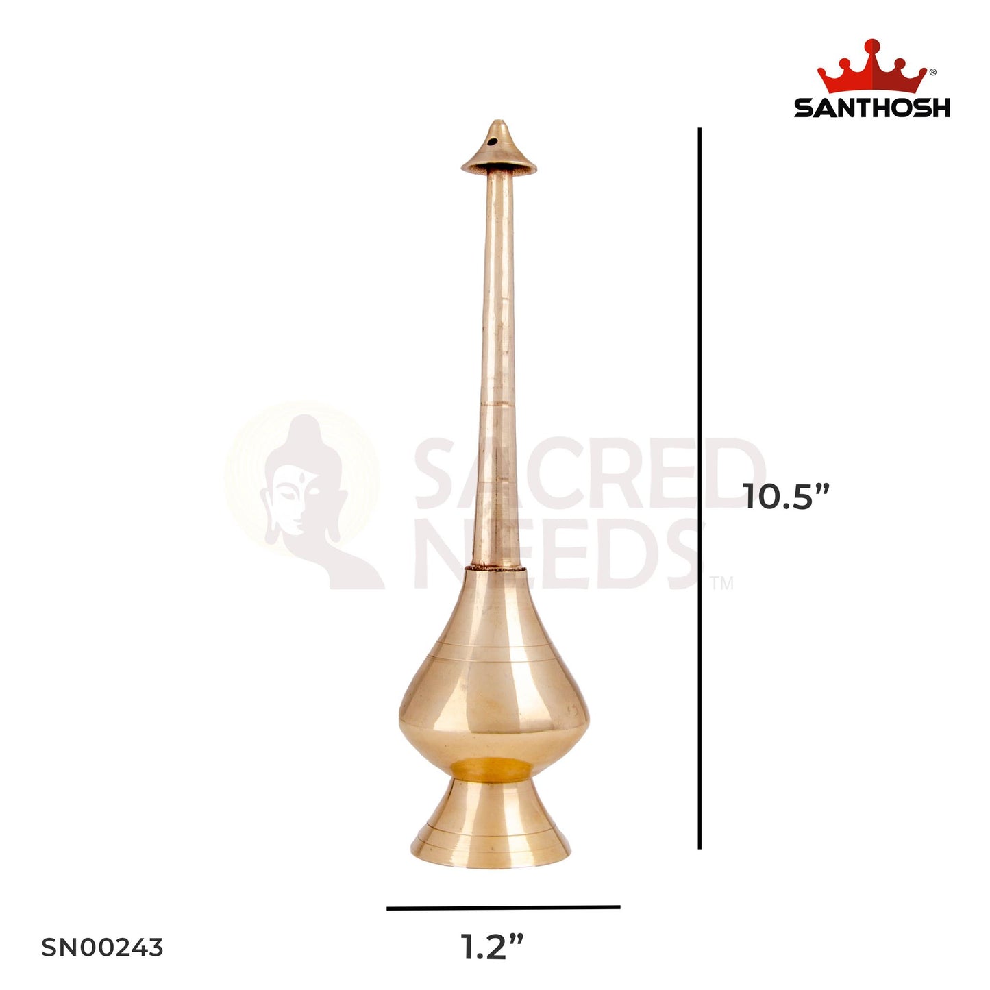 Brass Paneer Chambu – 10.5 Inch Height | Premium Brass Water Pot for Temple, Rituals & Ceremonial Use