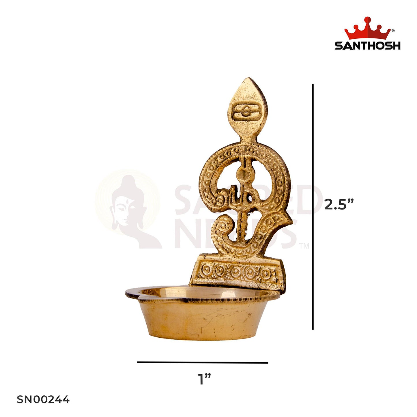 Brass Tamil Om Vel Vilakku – 2.5 Inch Height | Traditional Tamil Om Design Brass Lamp for Devotional Use