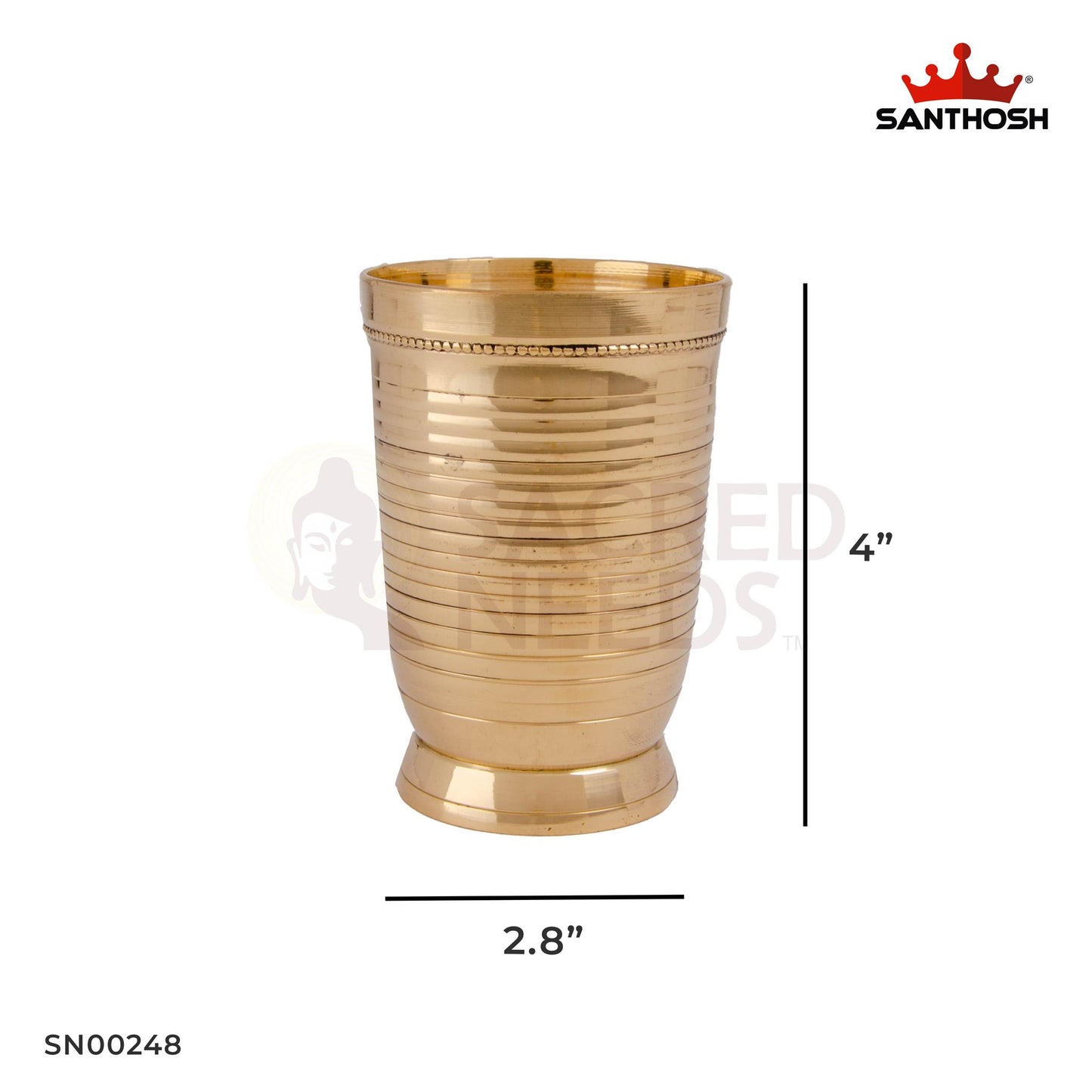 Brass Padam Ring Glass/Tumbler – 4 Inch Height | Padam Ring Pattern Brass Tumbler for Traditional Serving & Decor