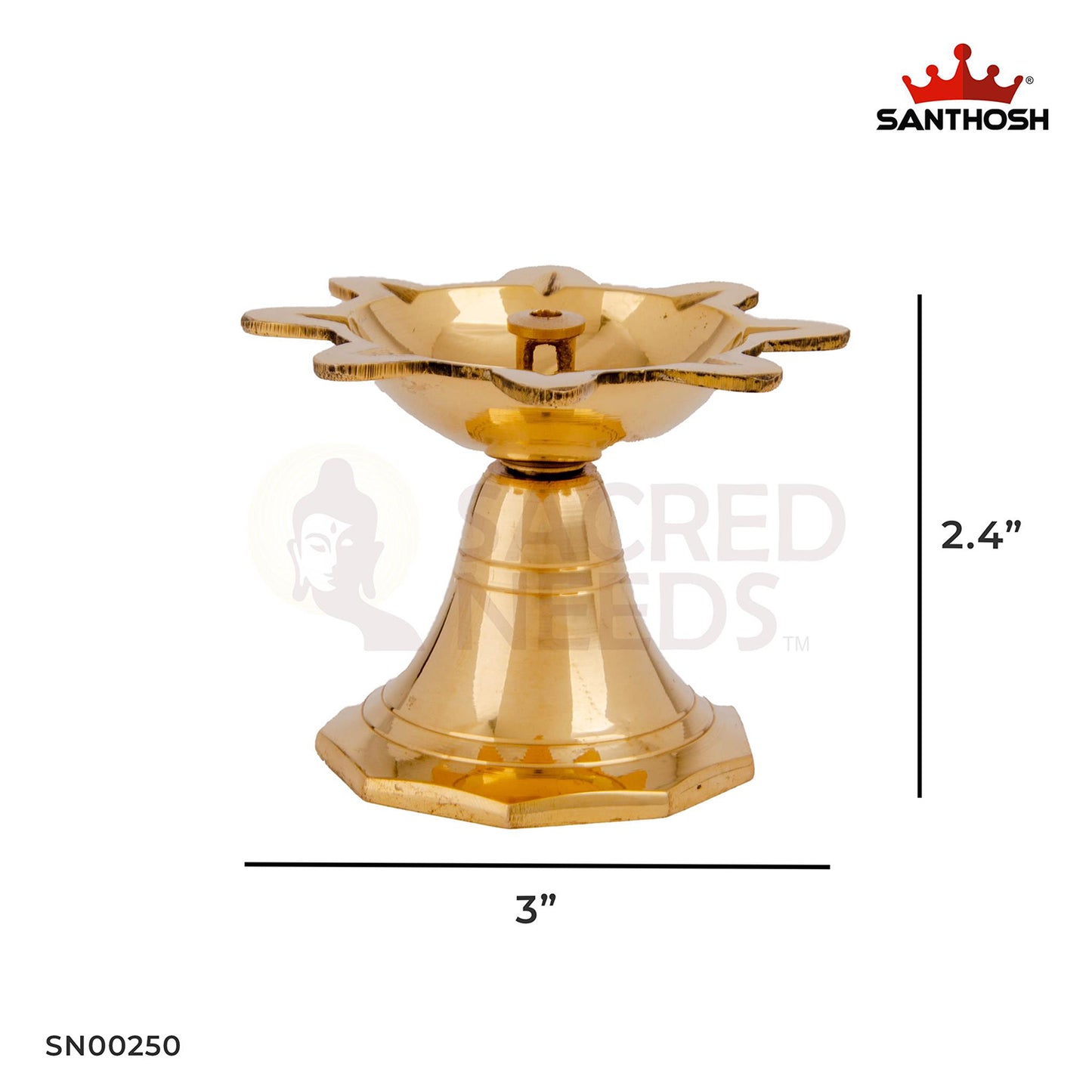 Brass Navgrah Vilakku – 2.4 Inch Height | Navgraha Brass Lamp for Dosha Nivaran, Vastu & Spiritual Balance