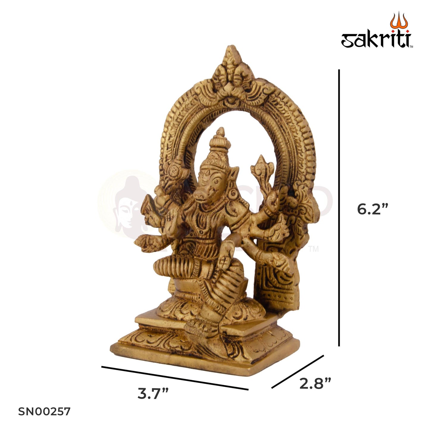 Brass Varahi with Arch – 6.2 Inch Height | Divine Varahi Devi Idol with Arch for Pooja, Rituals & Veneration