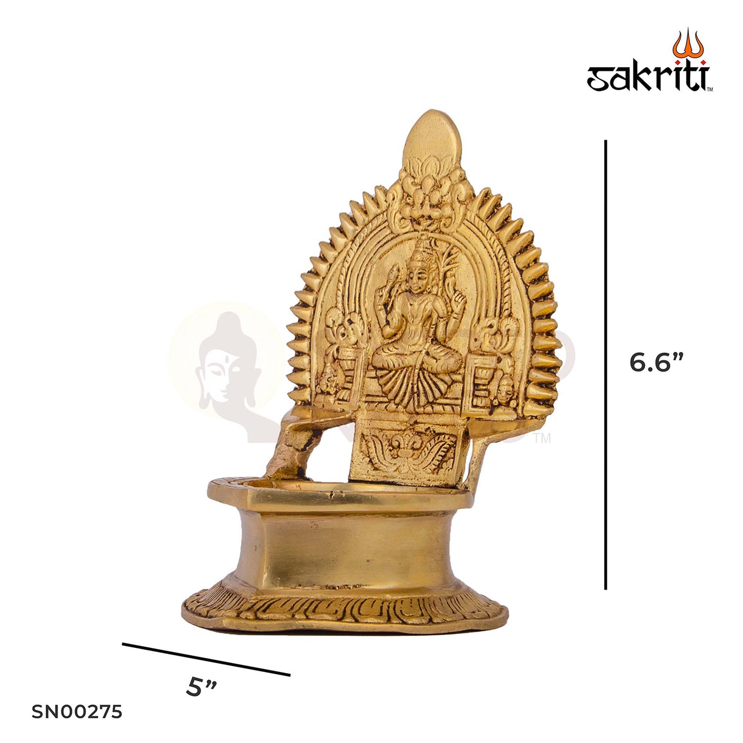 Brass Kamakshi Vilakku – 6.6 Inch | South Indian Brass Diya for Pooja, Festivals & Daily Rituals
