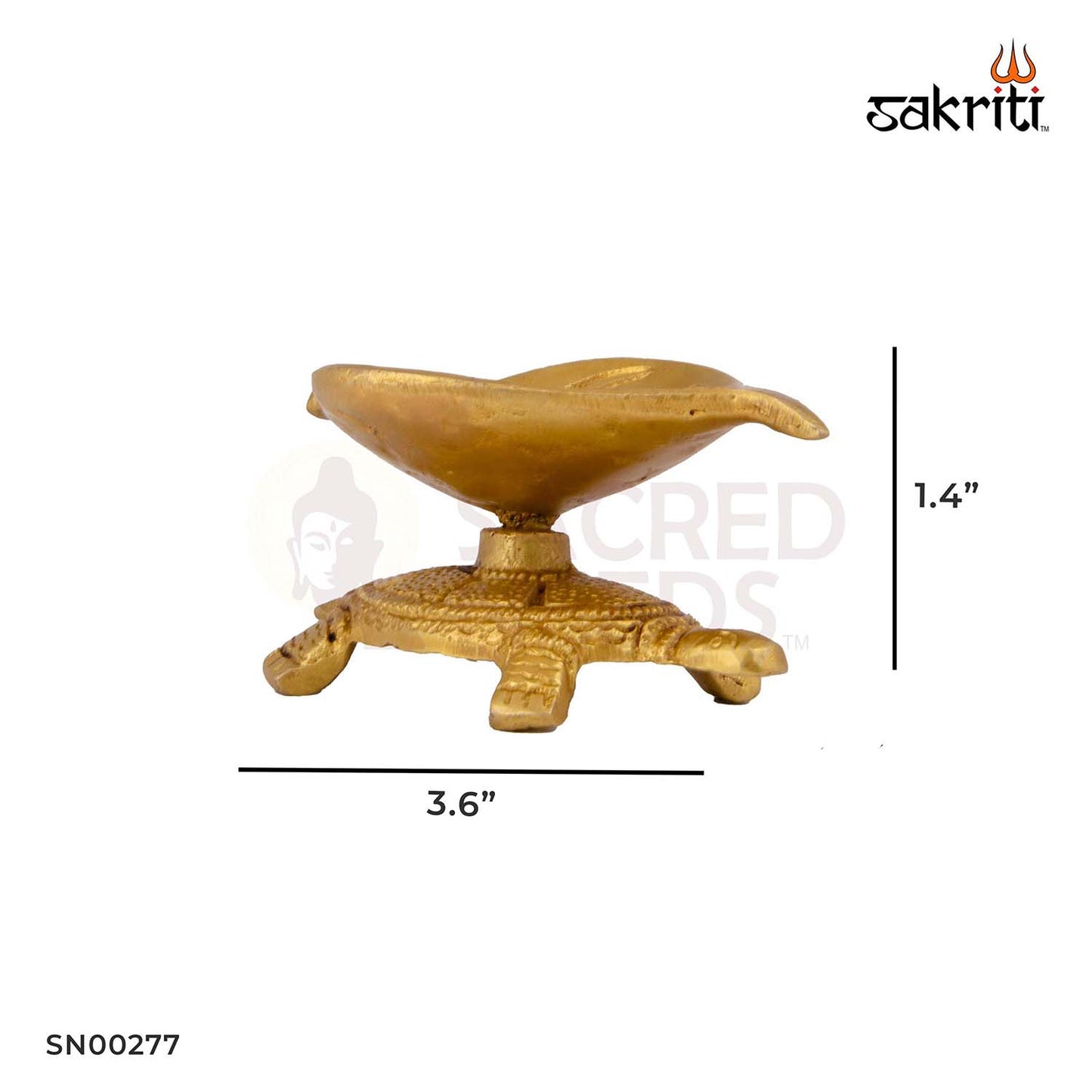 Brass Tortoise Leaf Vilakku – 1.4 Inch | Compact Brass Diya with Turtle Base for Wealth & Vastu