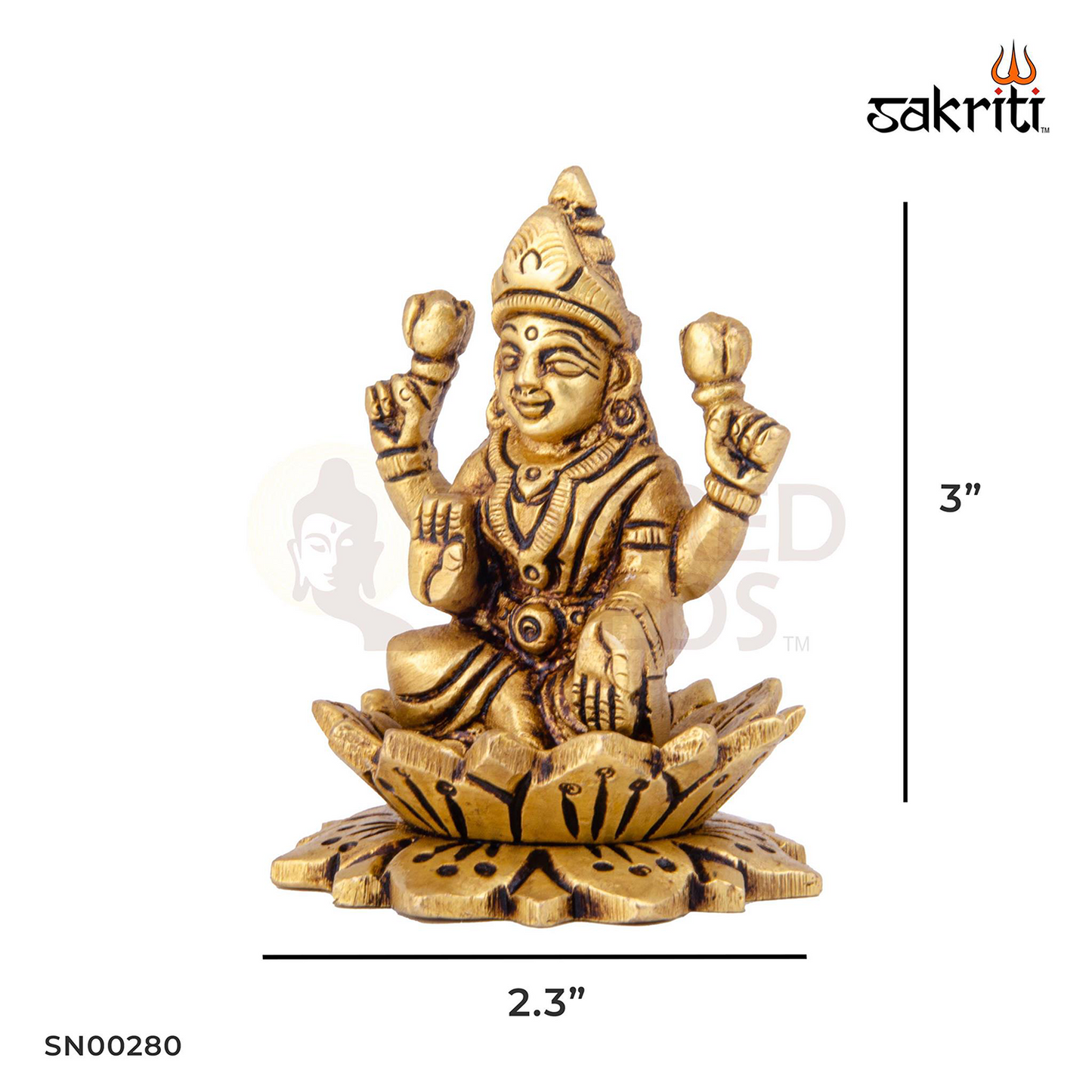 Brass Lotus Lakshmi – 3 Inch | Lakshmi Idol on Lotus for Pooja Room, Office Desk & Prosperity Blessings