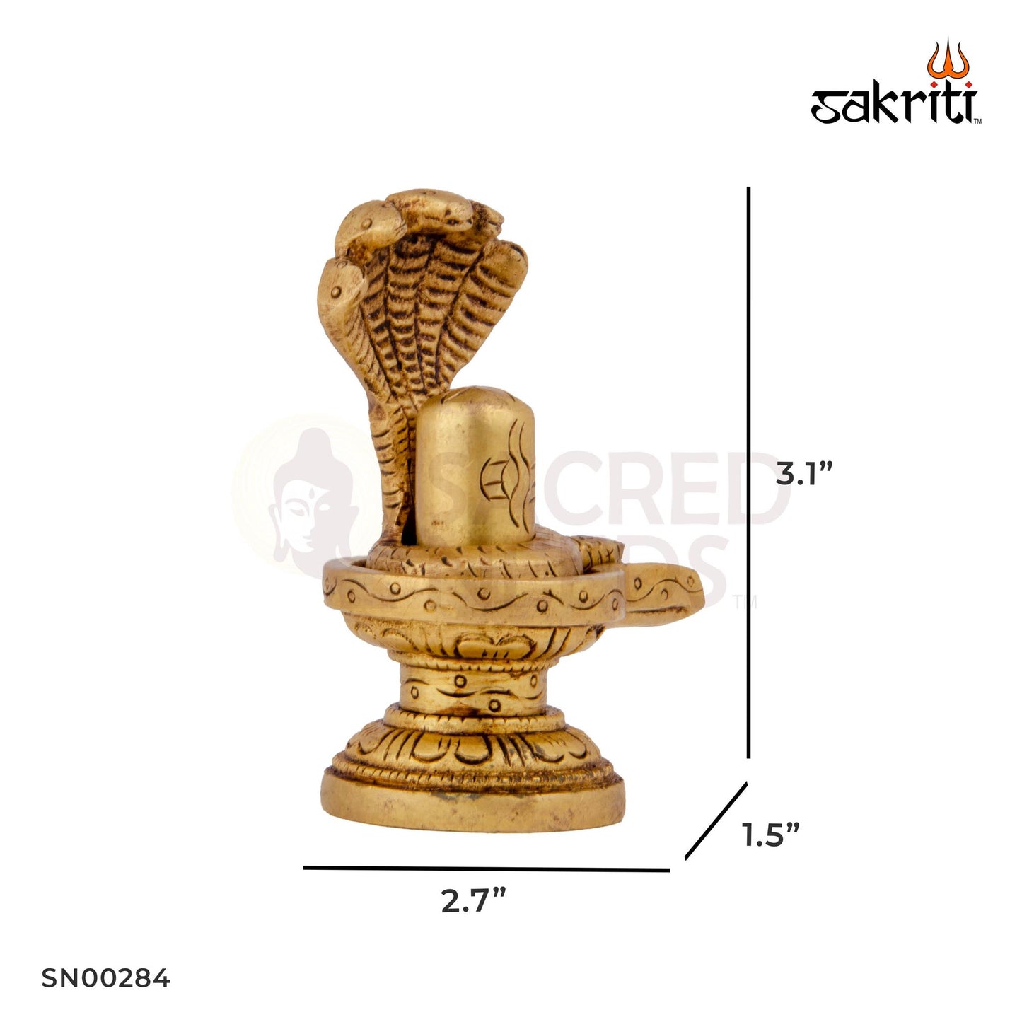 Brass Shiva Lingam with Snake – 2.8 Inch | Small Shivling Idol with Serpent for Home Mandir & Meditation