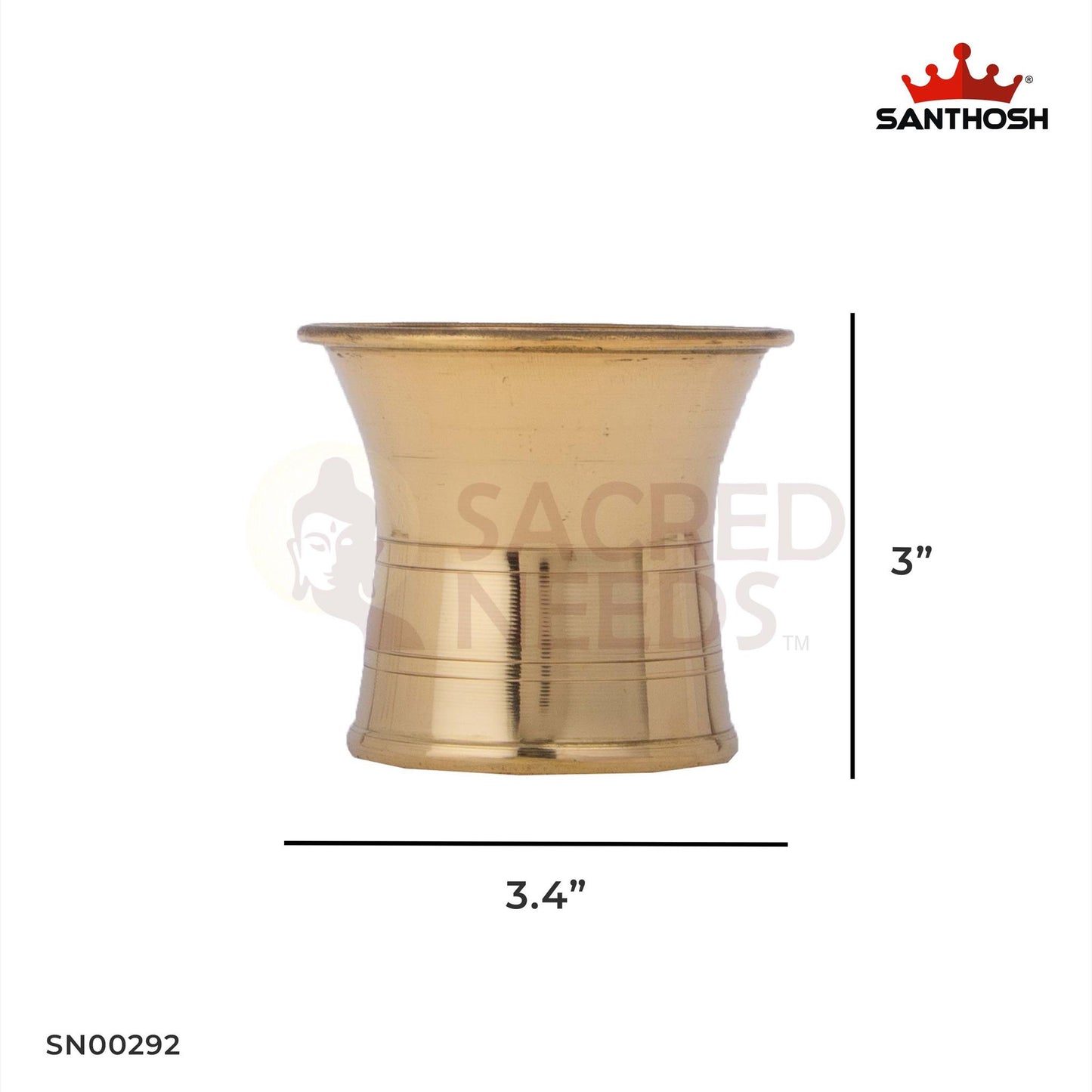 Brass Pancha Patram – 3 Inch | Pure Brass Pooja Kalash for Ritual Use with Udharni Compatibility