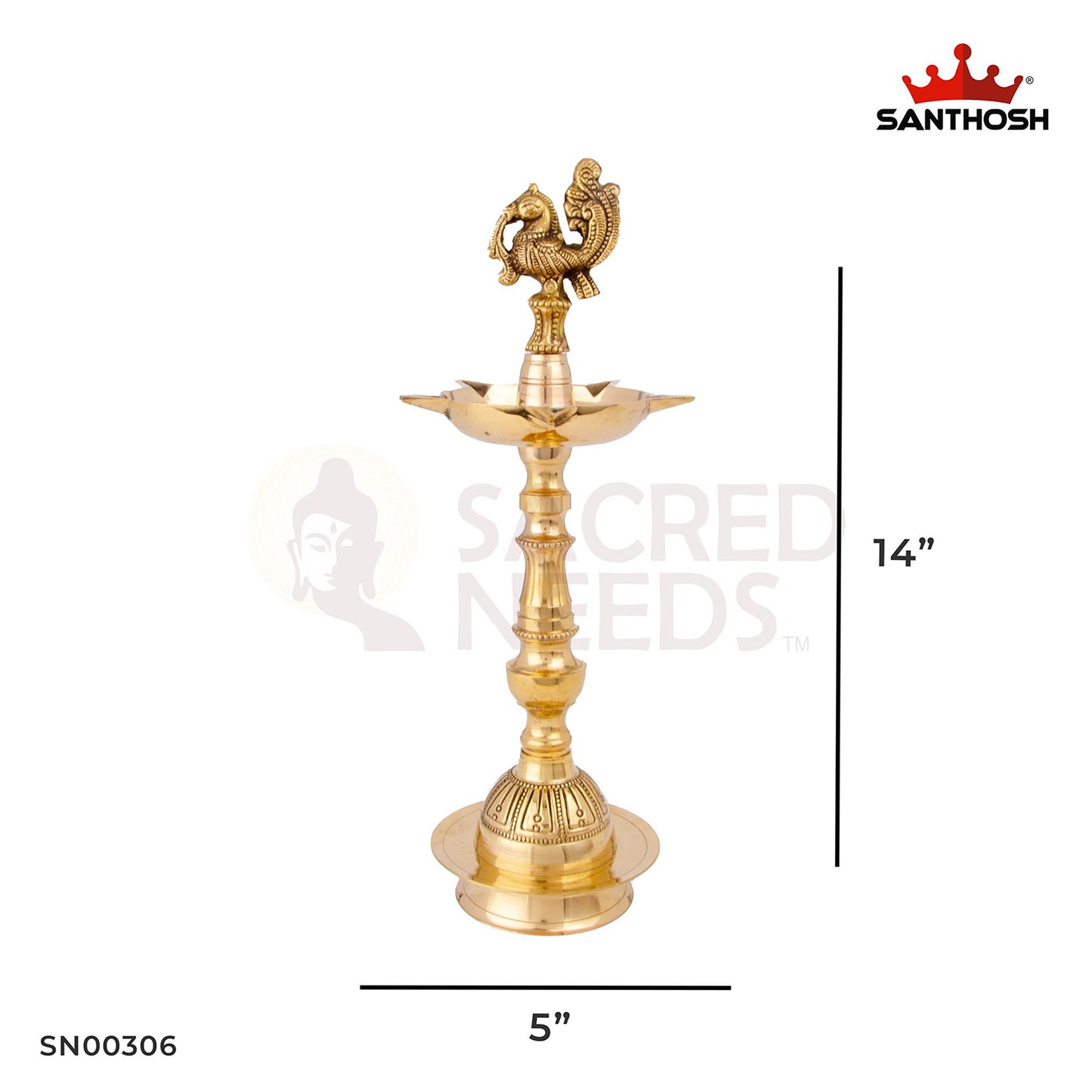 Brass Kansi Annam Vilakku – 14 Inch | Tall South Indian Bird Design Vilakku for Traditional Pooja