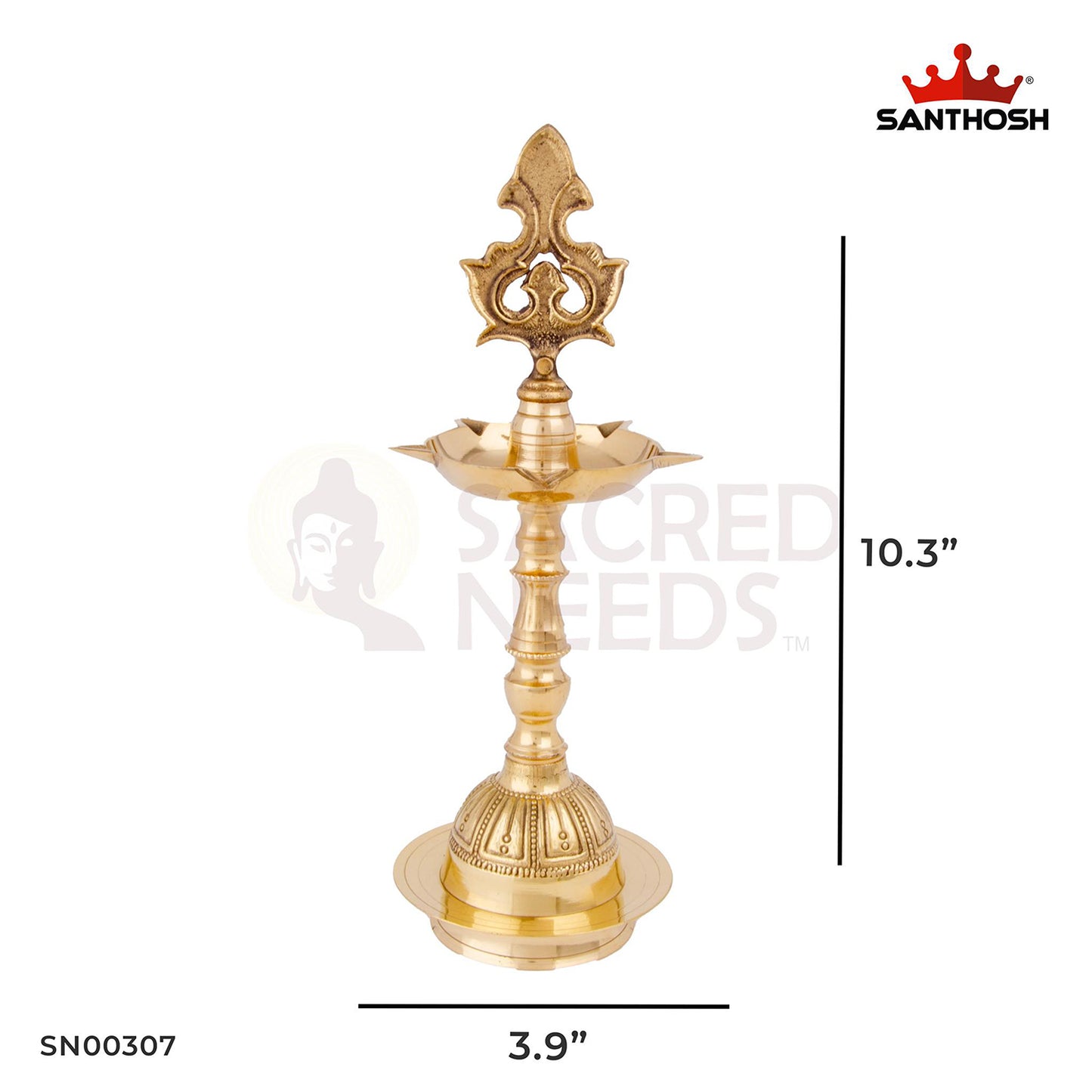Brass Kansi Porai Vilakku – 10.3 Inch | Elegant Brass Standing Lamp for Mandir & Home Decor