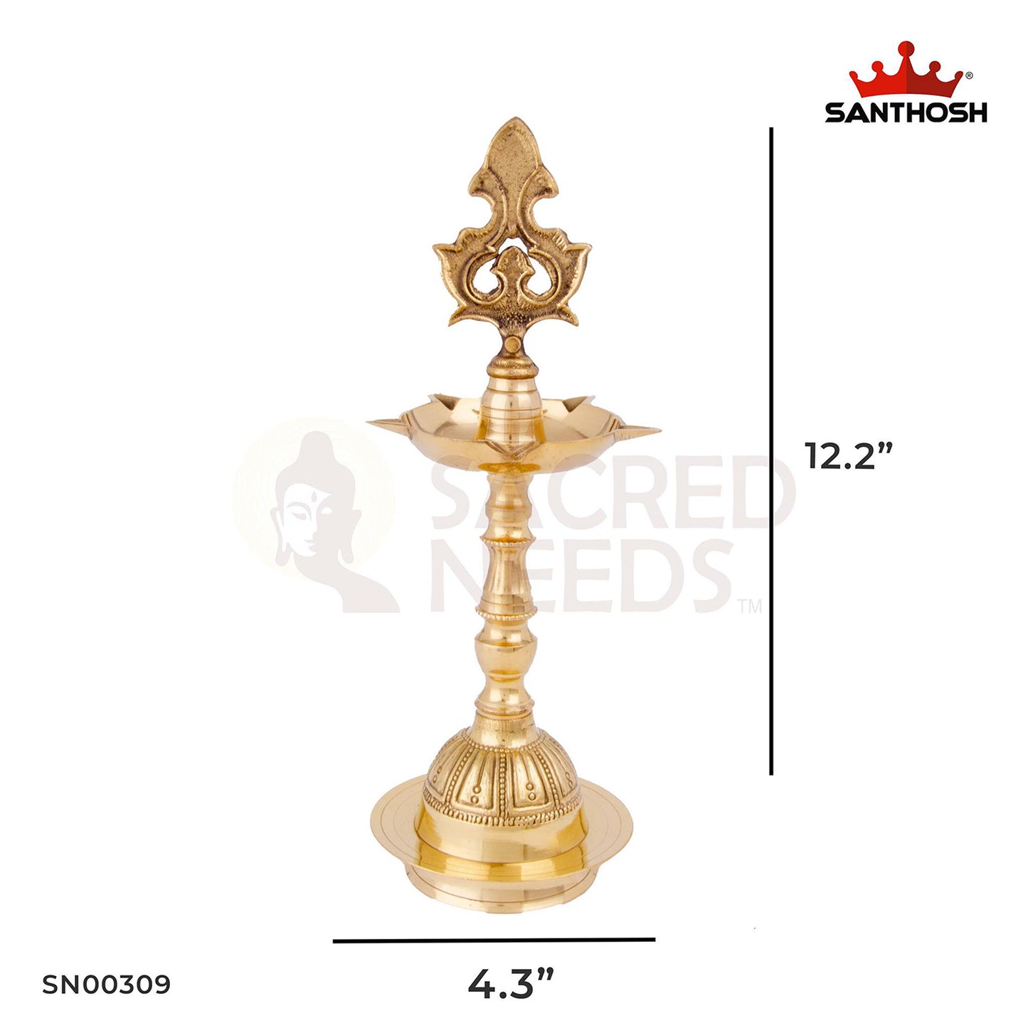 Brass Kansi Porai Vilakku – 12.2 Inch | Classic Brass Vilakku for Aarti, Festivals & Pooja Altar