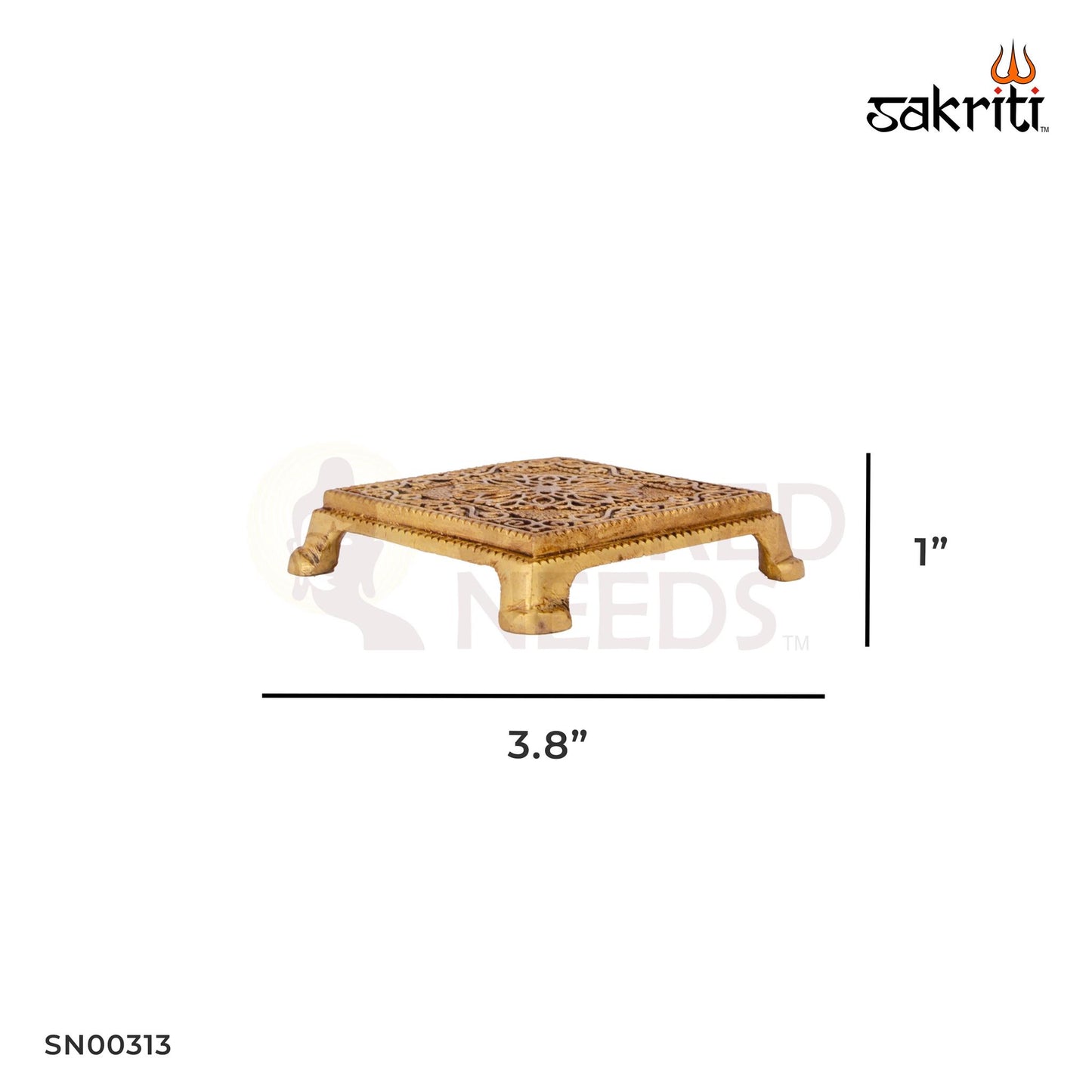 Brass Table – 1 Inch | Brass Pedestal Table for Ritual Use, Ideal for Keeping Idols & Diyas