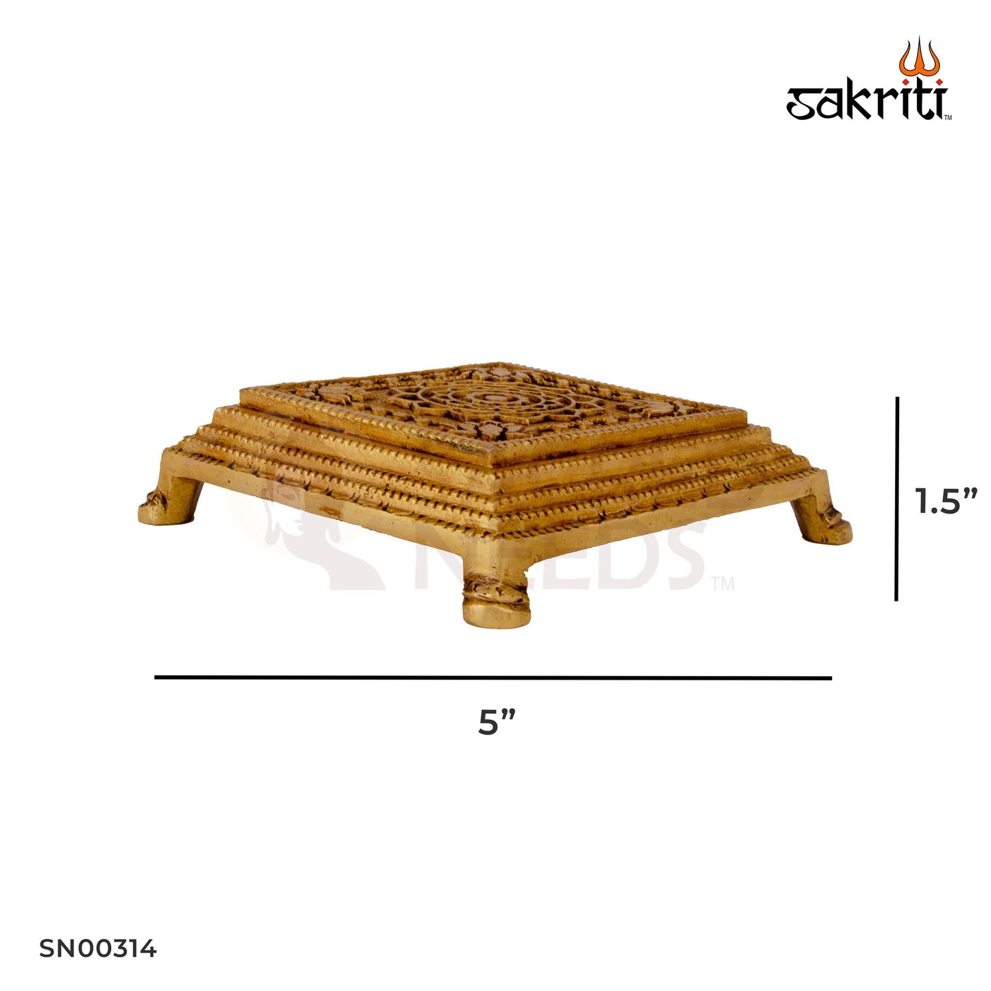 Brass Table – 1.5 Inch | Small Brass Chowki for Pooja Essentials, Deity Placement & Decor