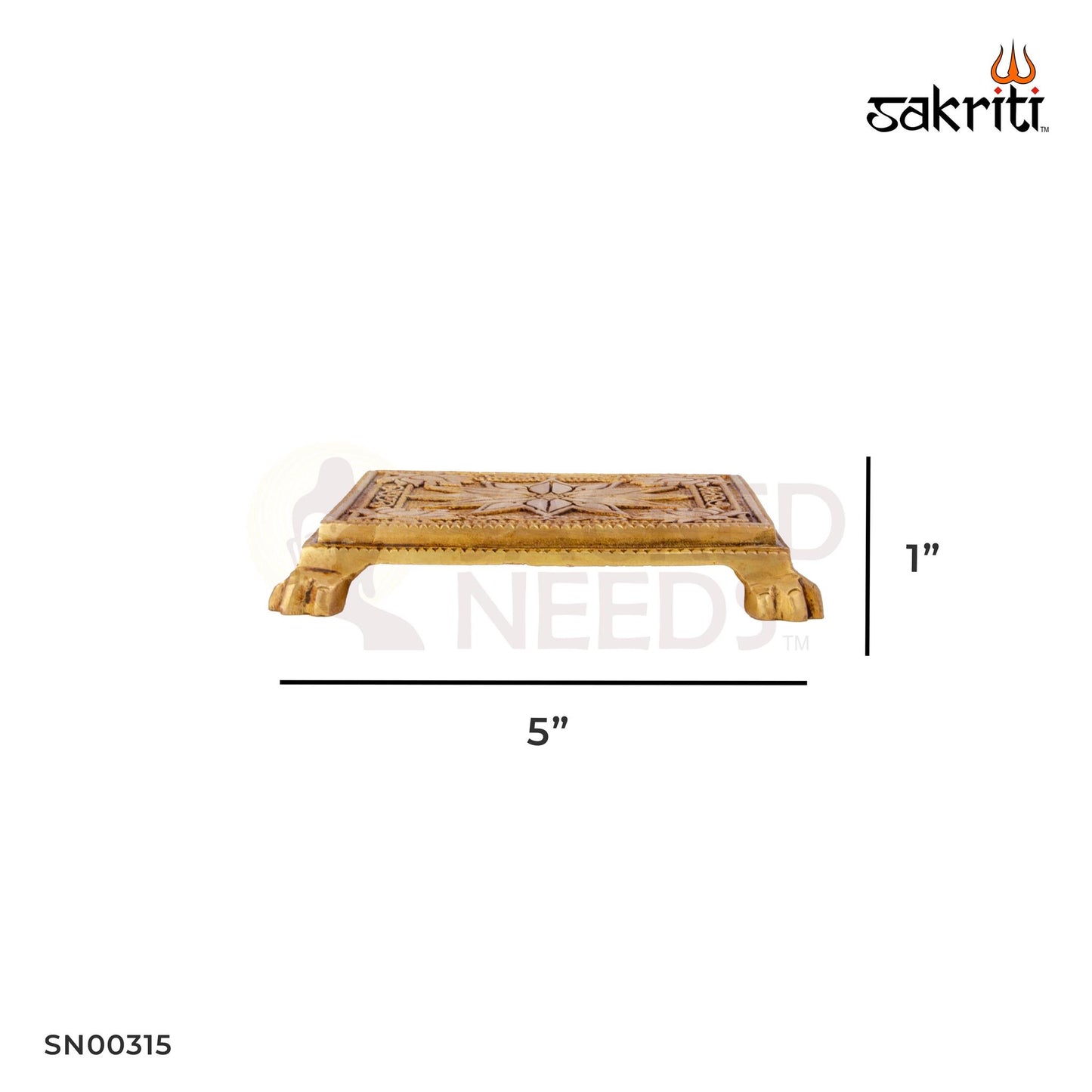Brass Table – 1 Inch | Mini Brass Base for Religious Statues, Aarti Plates or Incense Holders
