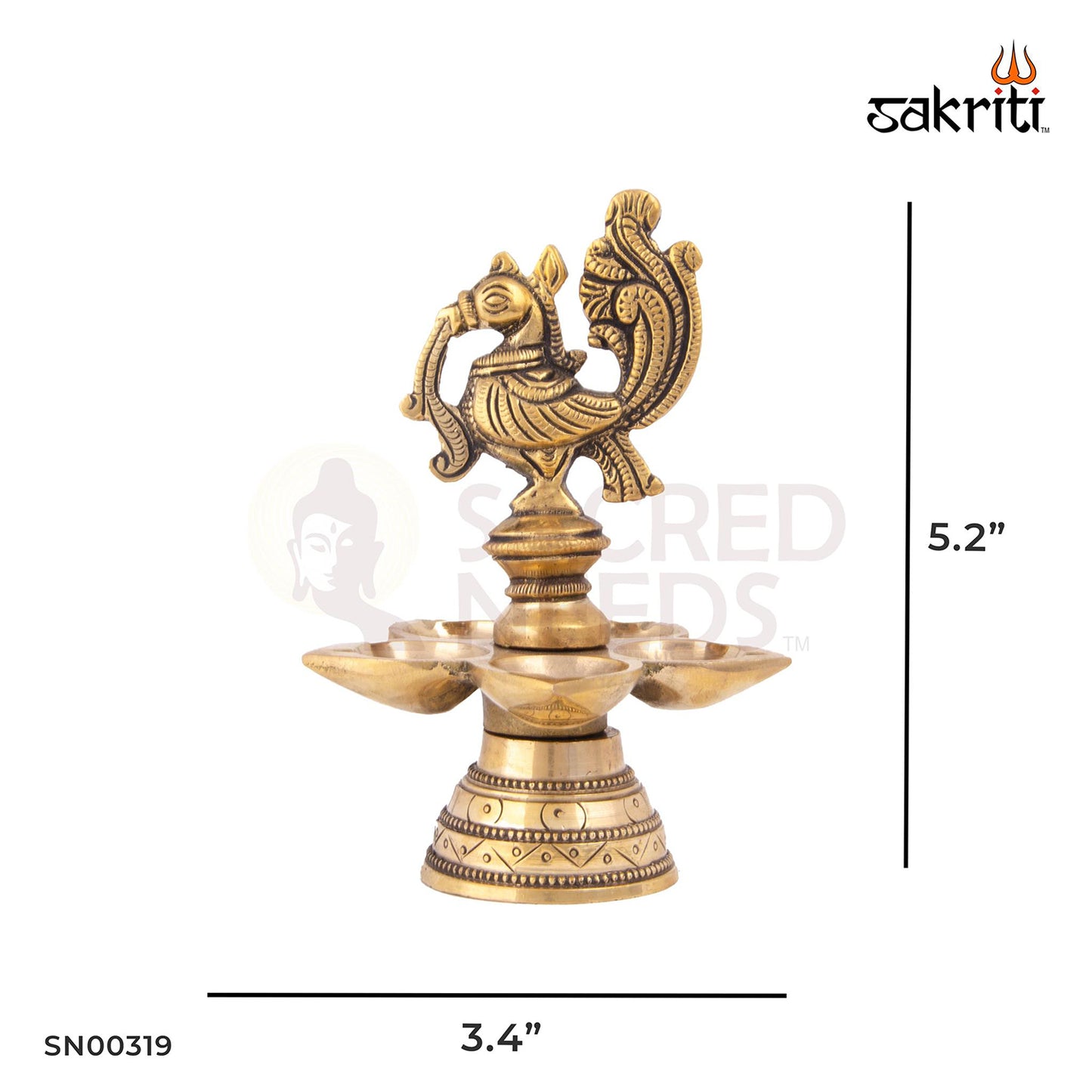 Brass Annam Vilakku 5 Mukh – 5.2 Inch | Compact Five-Faced Brass Diya for Temple Use & Gifting