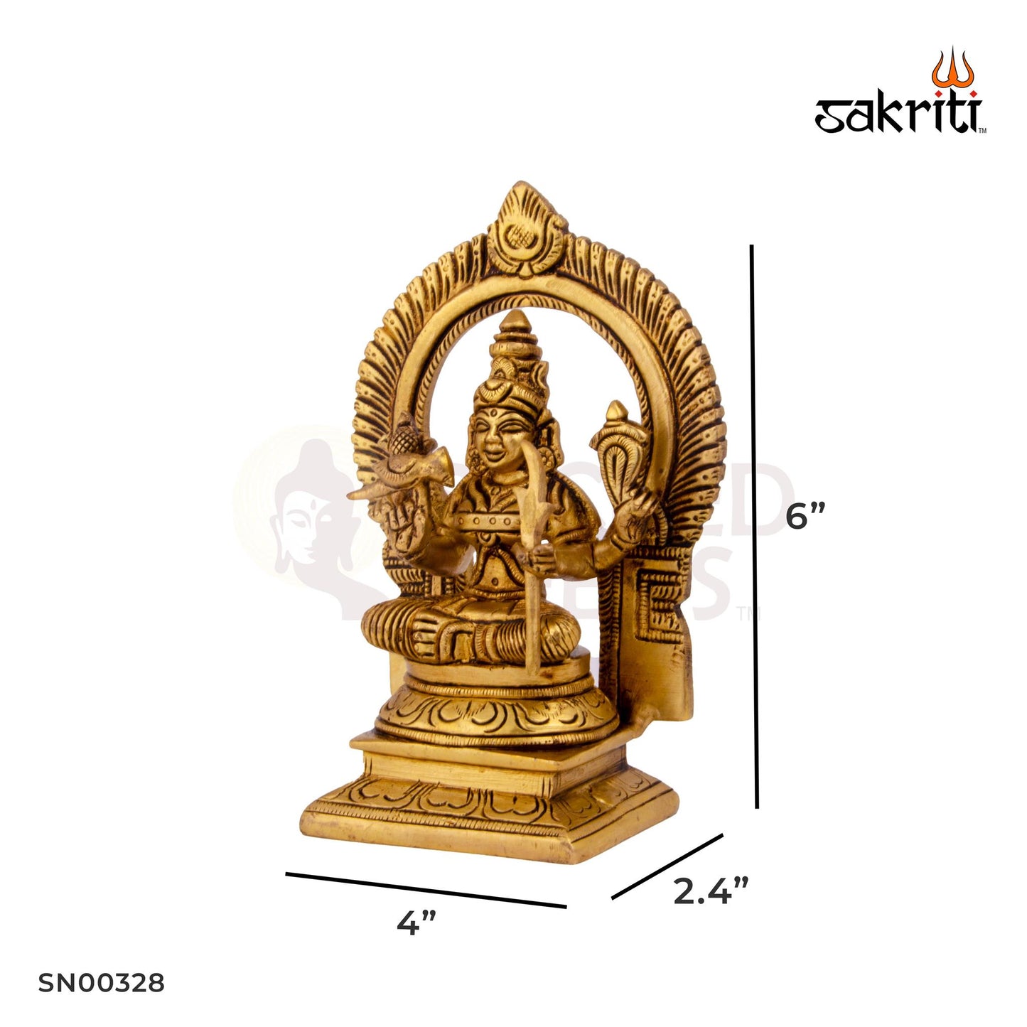 Brass Kamakshi Idol – 6 Inch Height | Traditional Goddess Kamakshi Statue for Pooja Room, Temple & Gifting