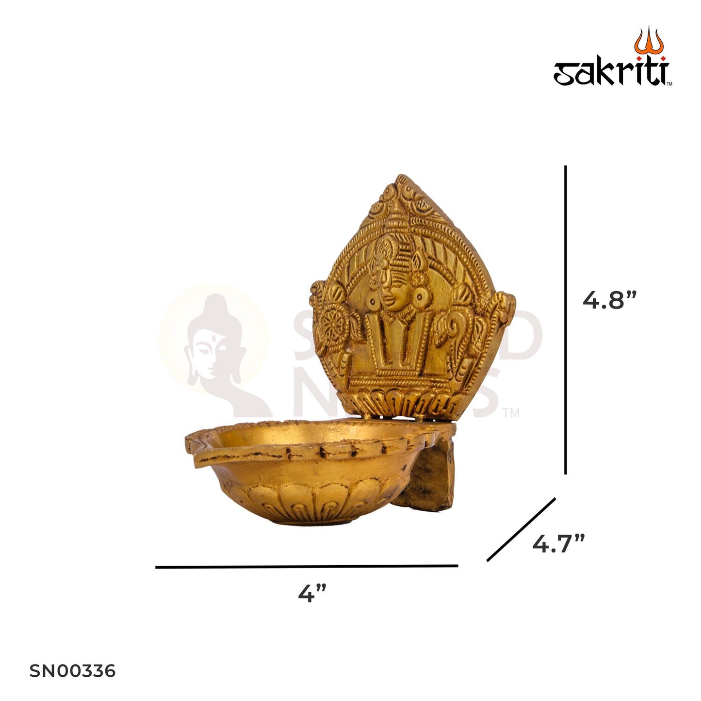 Brass Perumal Vilakku – 4.8 Inch Height | Lord Perumal Traditional Brass Deepam for Puja & Temple Decor