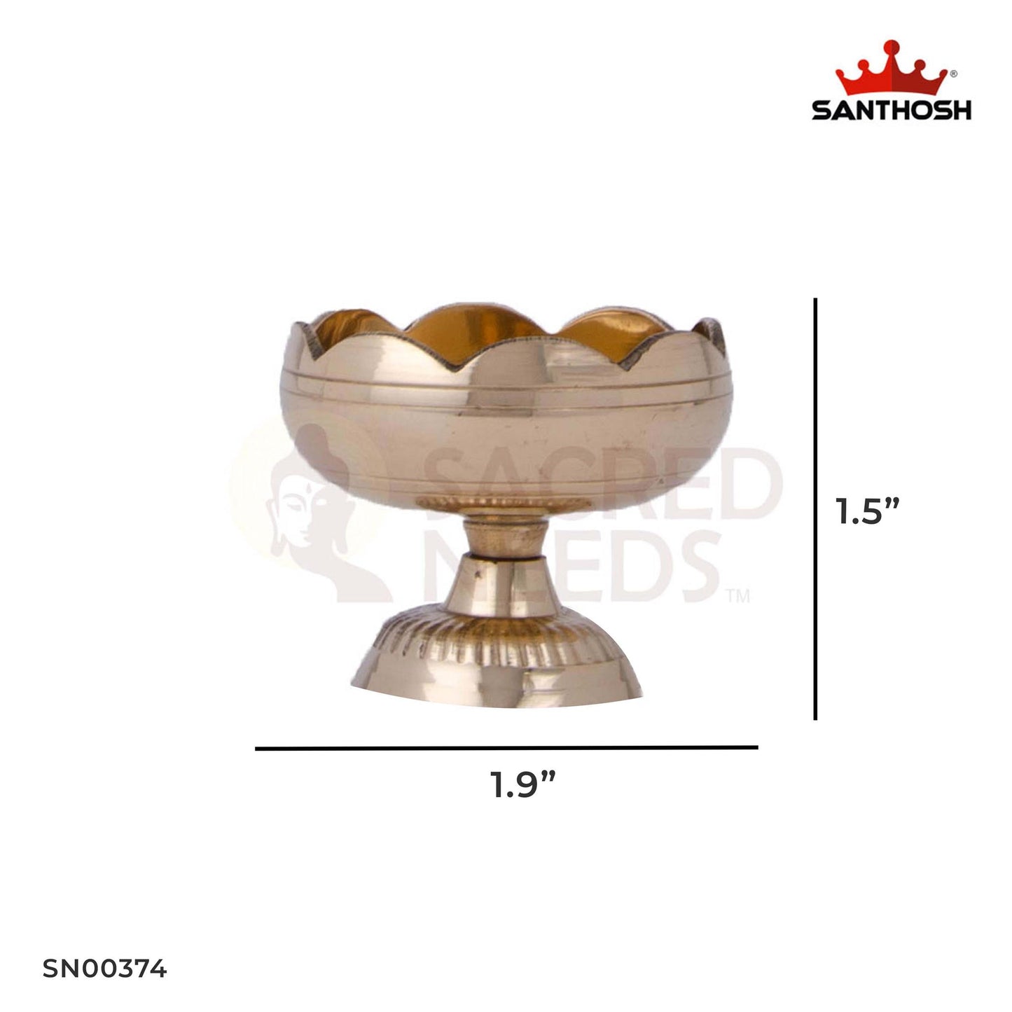Brass Tomato Nanda Deepam – 1.5 Inch Height | Mini Brass Oil Lamp for Rituals, Puja Plate & Lighting