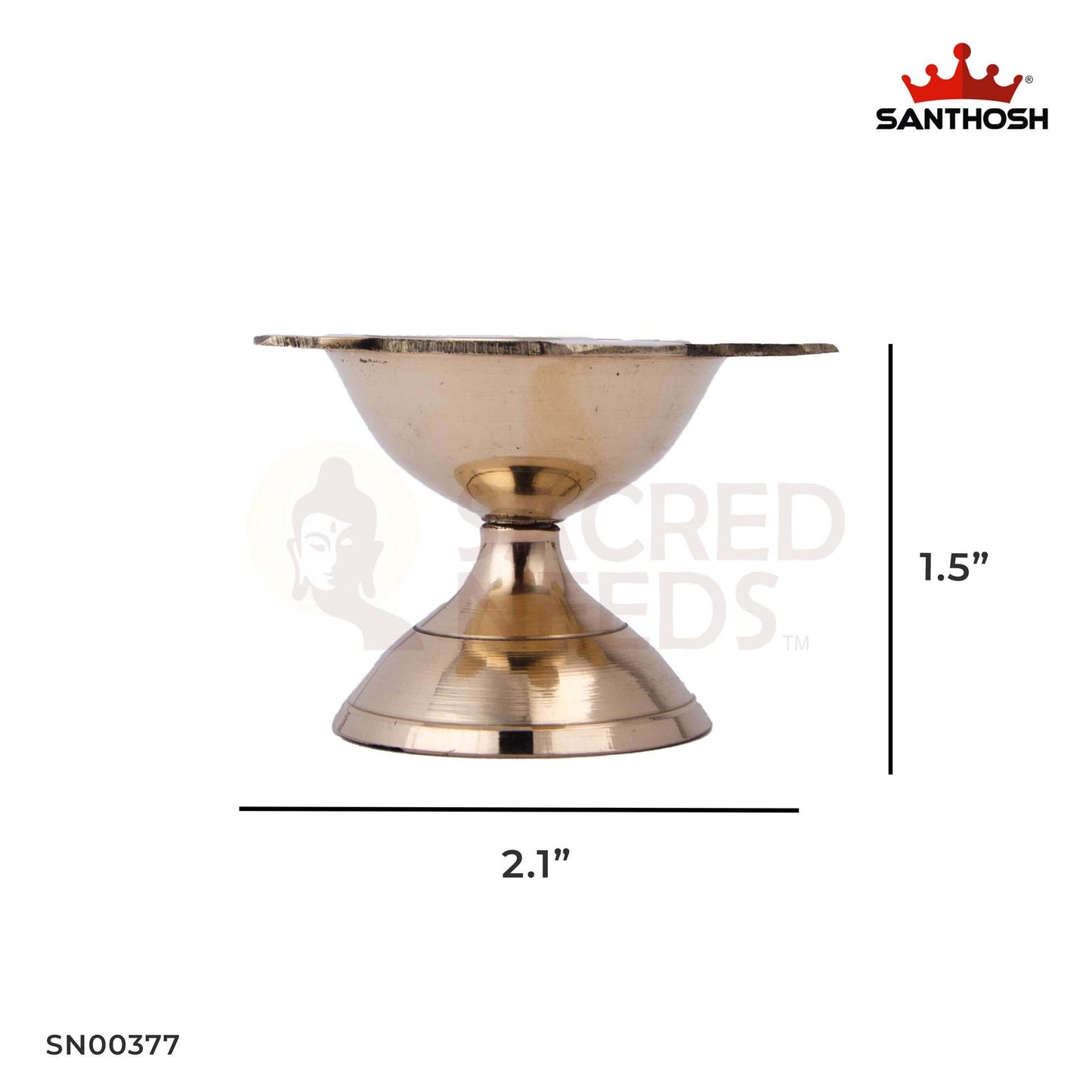 Brass Poona Deepam – 1.5 Inch Height | Traditional Poona Style Brass Oil Lamp for South Indian Rituals