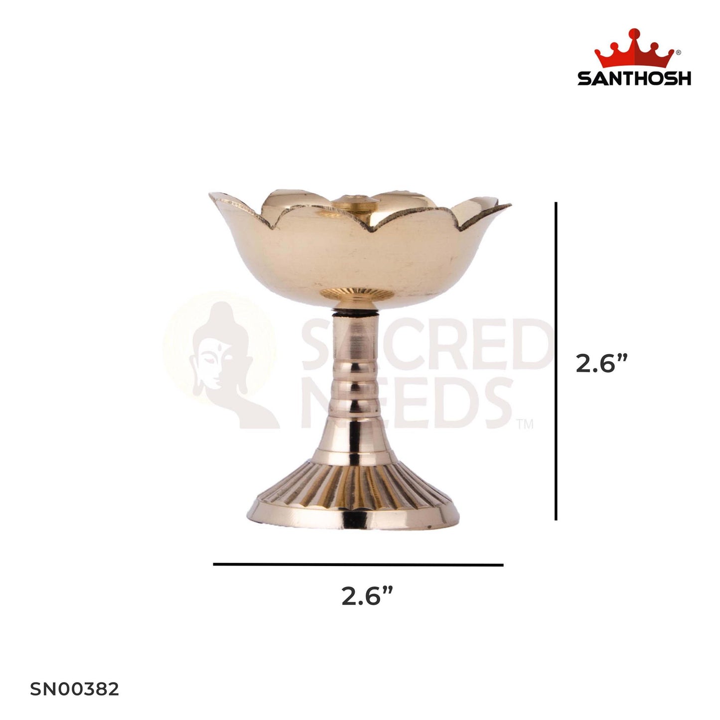 Brass Lotus Pandi Salaidar Deepam – 2.6 Inch Height | Traditional Brass Oil Lamp for Pooja & Decoration
