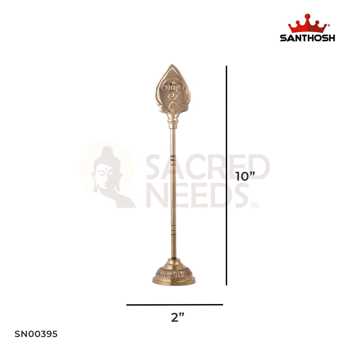 Brass Vel with Base – 10 Inch Height | Decorative Brass Vel for Pooja, Temple & Rituals