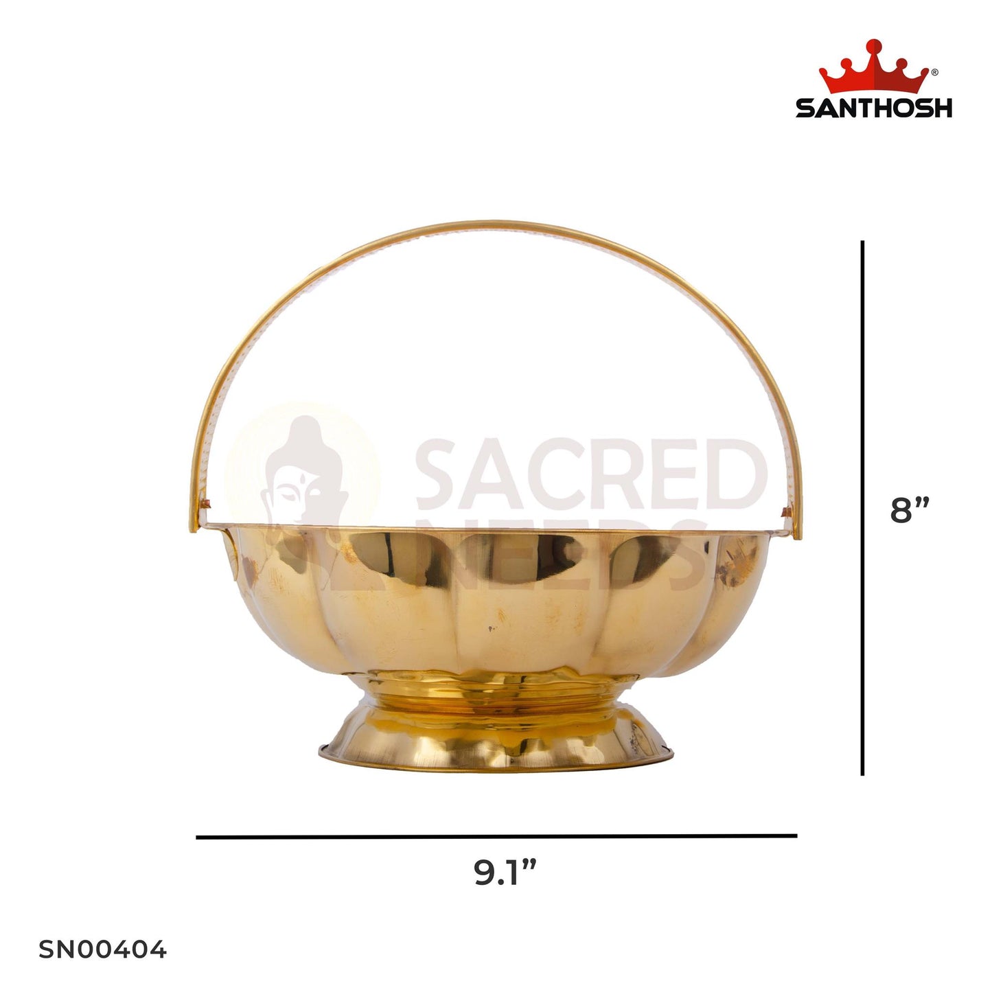 ICC Lotus Basket – 6.6 Inch Height | Decorative Brass Basket for Pooja & Temple Decoration