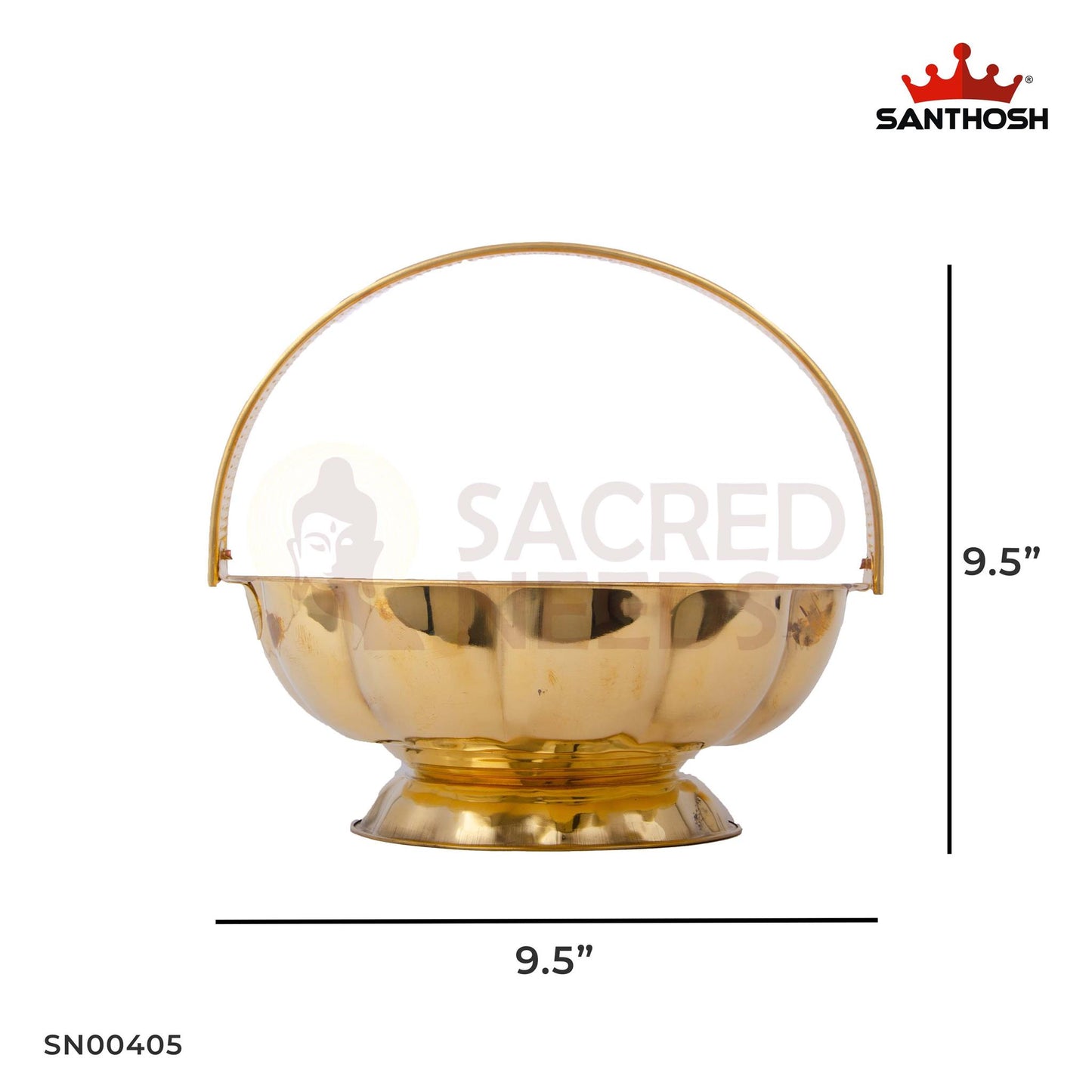 ICC Lotus Basket – 9.5 Inch Height | Decorative Brass Basket for Pooja & Temple Decoration