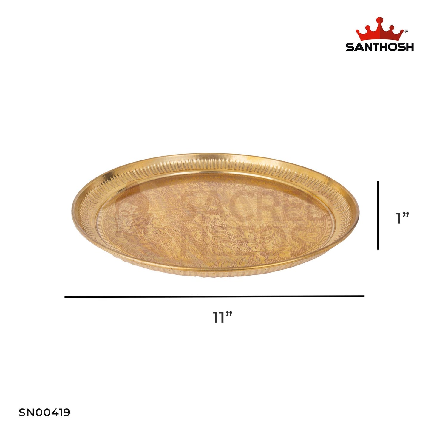 ICC Engraved Plate – 1 Inch Diameter | Decorative Brass Engraved Plate for Pooja & Rituals
