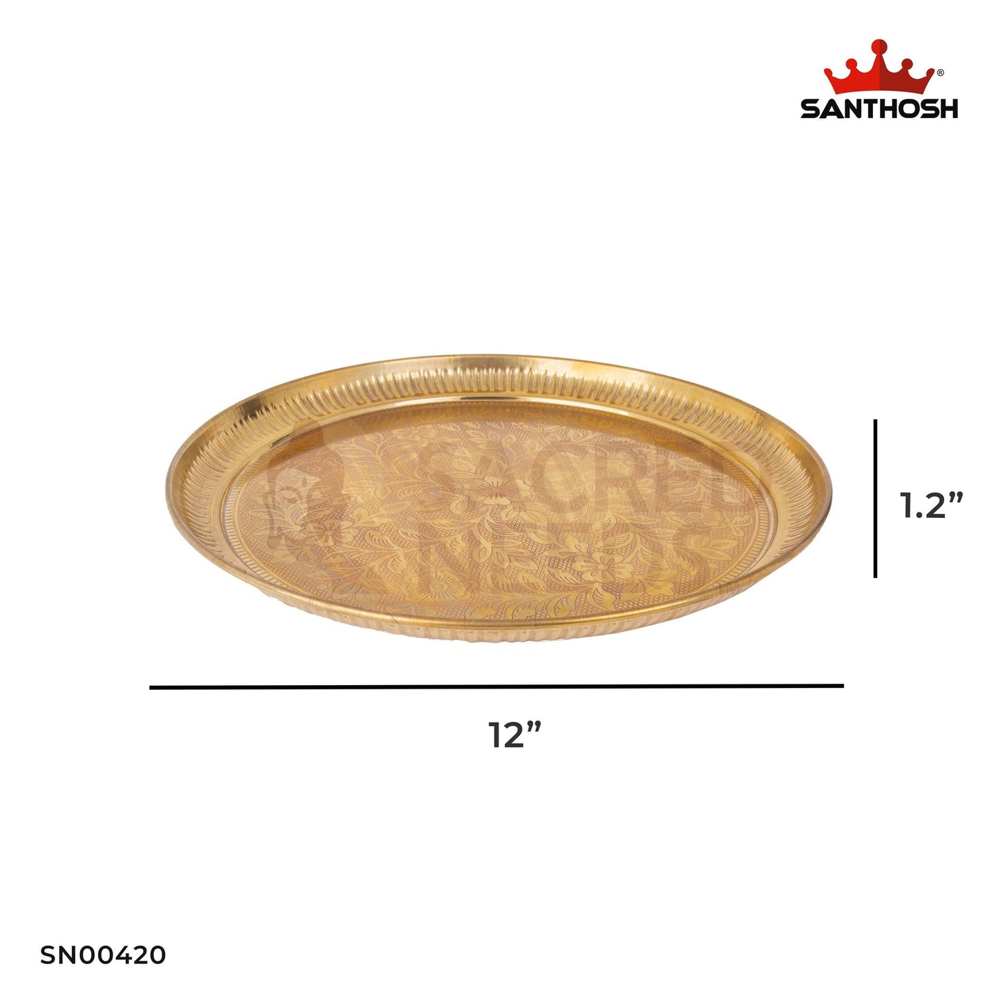 ICC Engraved Plate – 1.2 Inch Diameter | Decorative Brass Engraved Plate for Pooja & Rituals
