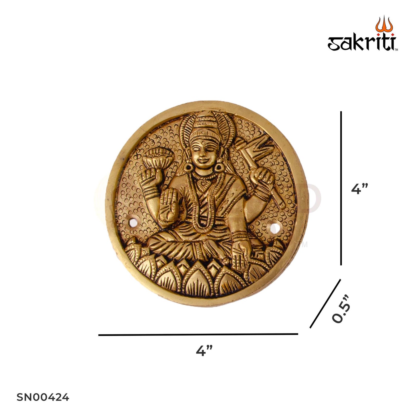 Brass Astalakshmi Wall Mounted Plates – 4 Inch Height | Set of 8 Lakshmi Plates for Pooja and Wall Décor