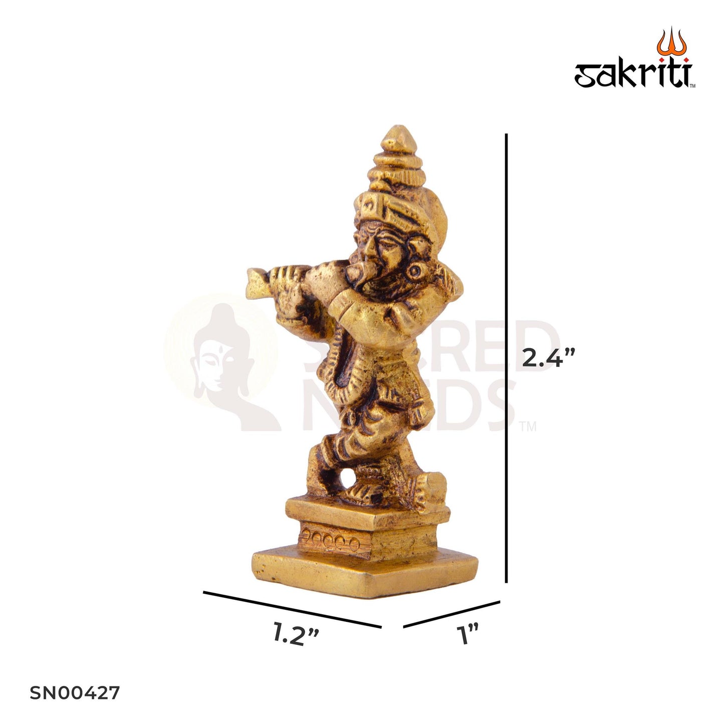 Brass Krishna – 2.4 Inch Height | Miniature Brass Krishna Idol for Pooja, Car Dashboard & Gifting