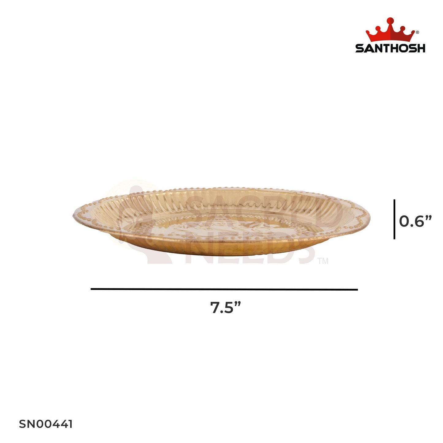ICC 30G Nagas Plate – 0.6 Inch Height | Traditional Brass Plate for Pooja Accessories, Aarti & Offerings