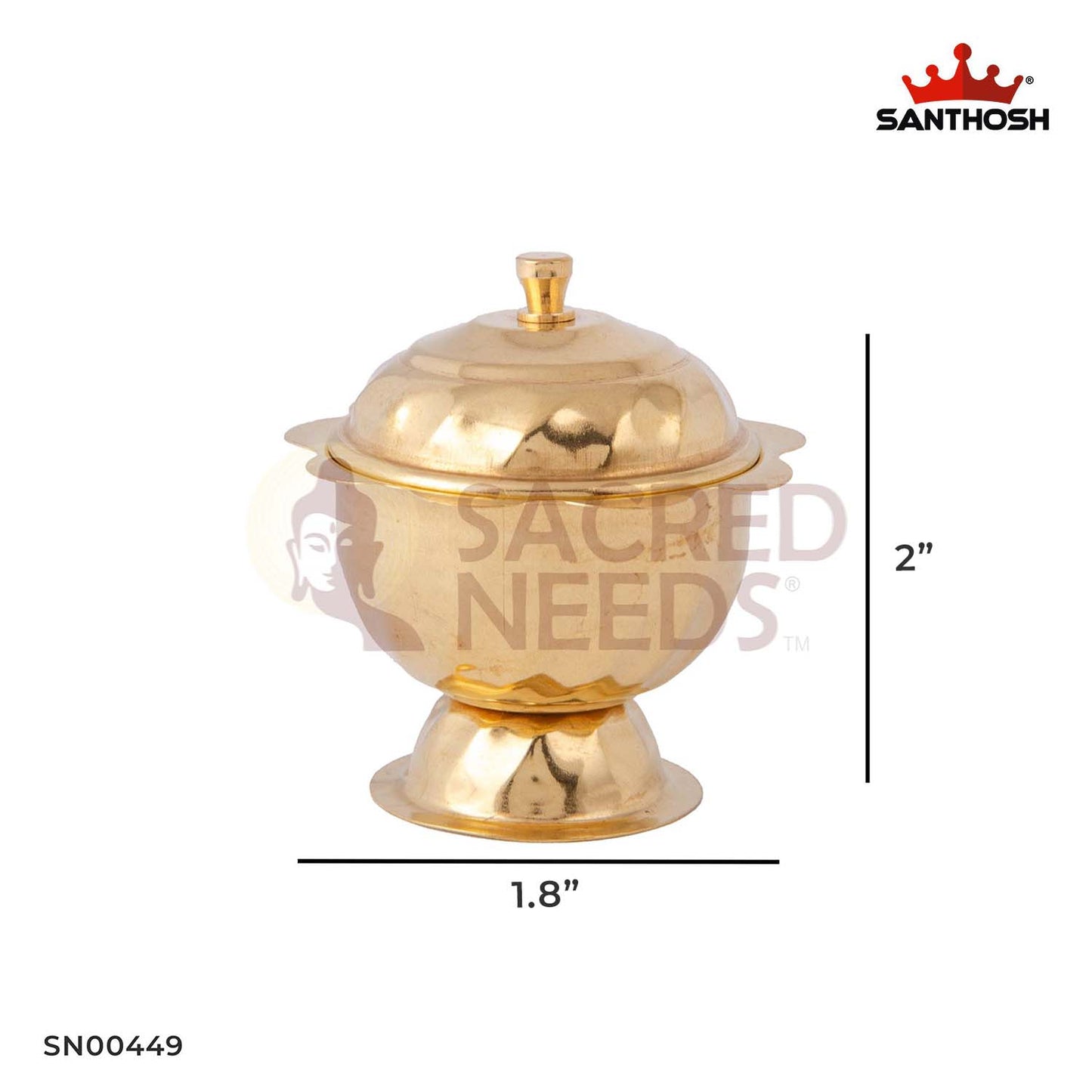 ICC Poonam Kumkum Pot – 2 Inch Height | Brass Kumkum Holder for Tilak, Puja Thali & Traditional Decor
