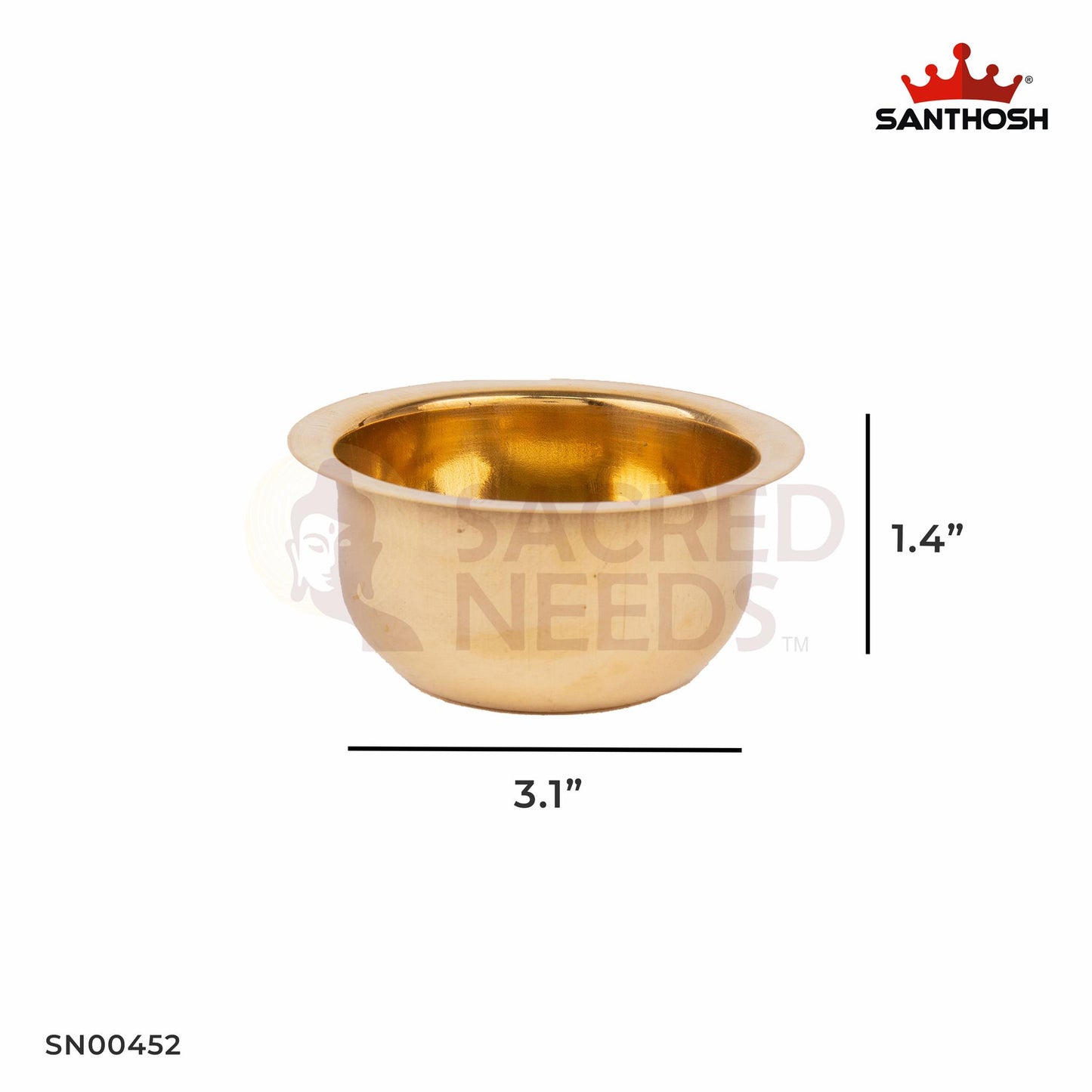 ICC Poona Cup – 1.4 Inch Height | Brass Cup for Panchamrit, Arghya or Pooja Offerings