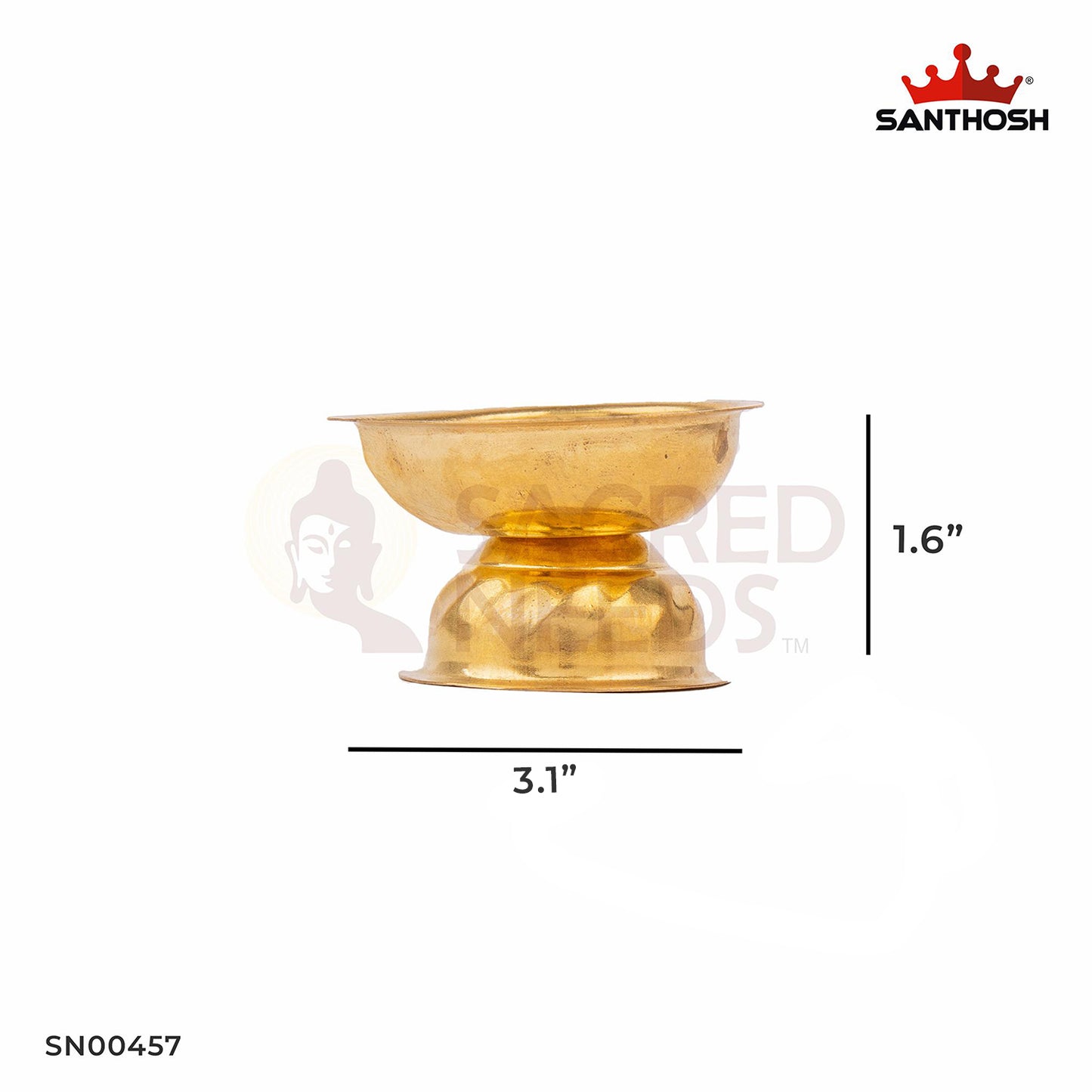 ICC Padam Agal – 1.6 Inch Height | Ethnic Brass Diya for Festivals, Mandir & Prayer Rituals