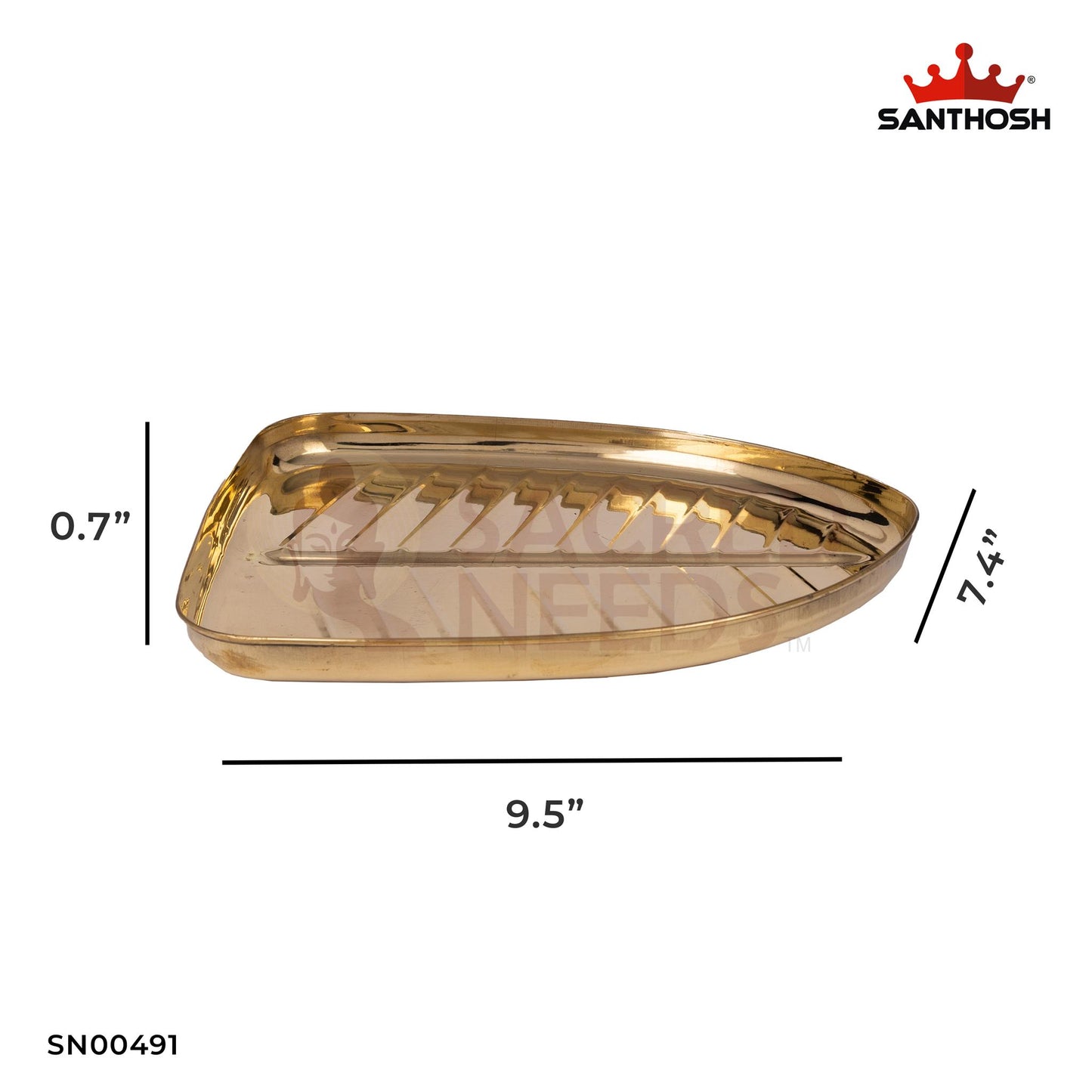 ICC Leaf Plate – 0.7 Inch Height | Brass Finish Leaf Plate for Pooja, Gifts & Tabletop Use