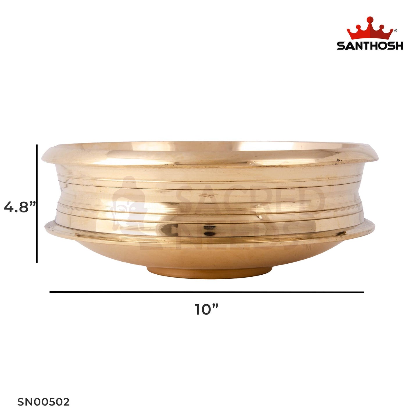 Brass Handleless Urli – 10 Inch length | Classic Urli Bowl for Pooja Room, Gifting & Home Accents