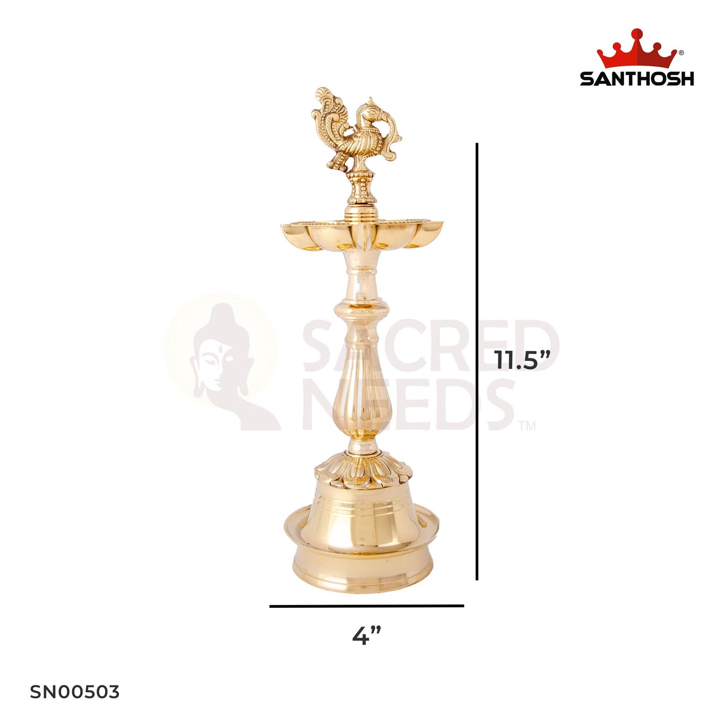Brass Arjun Annam Vilakku – 11.5 Inch Height | Tall Brass Pooja Lamp with Annam Bird Design for Temple & Décor