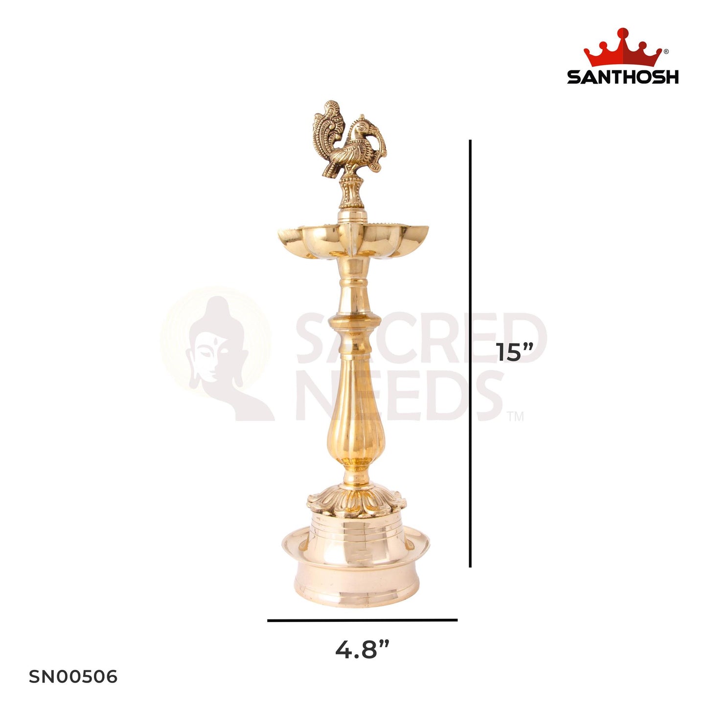 Brass Arjun Annam Vilakku – 15 Inch Height | Heavy Brass Temple Lamp with Annam Design for Rituals & Homes