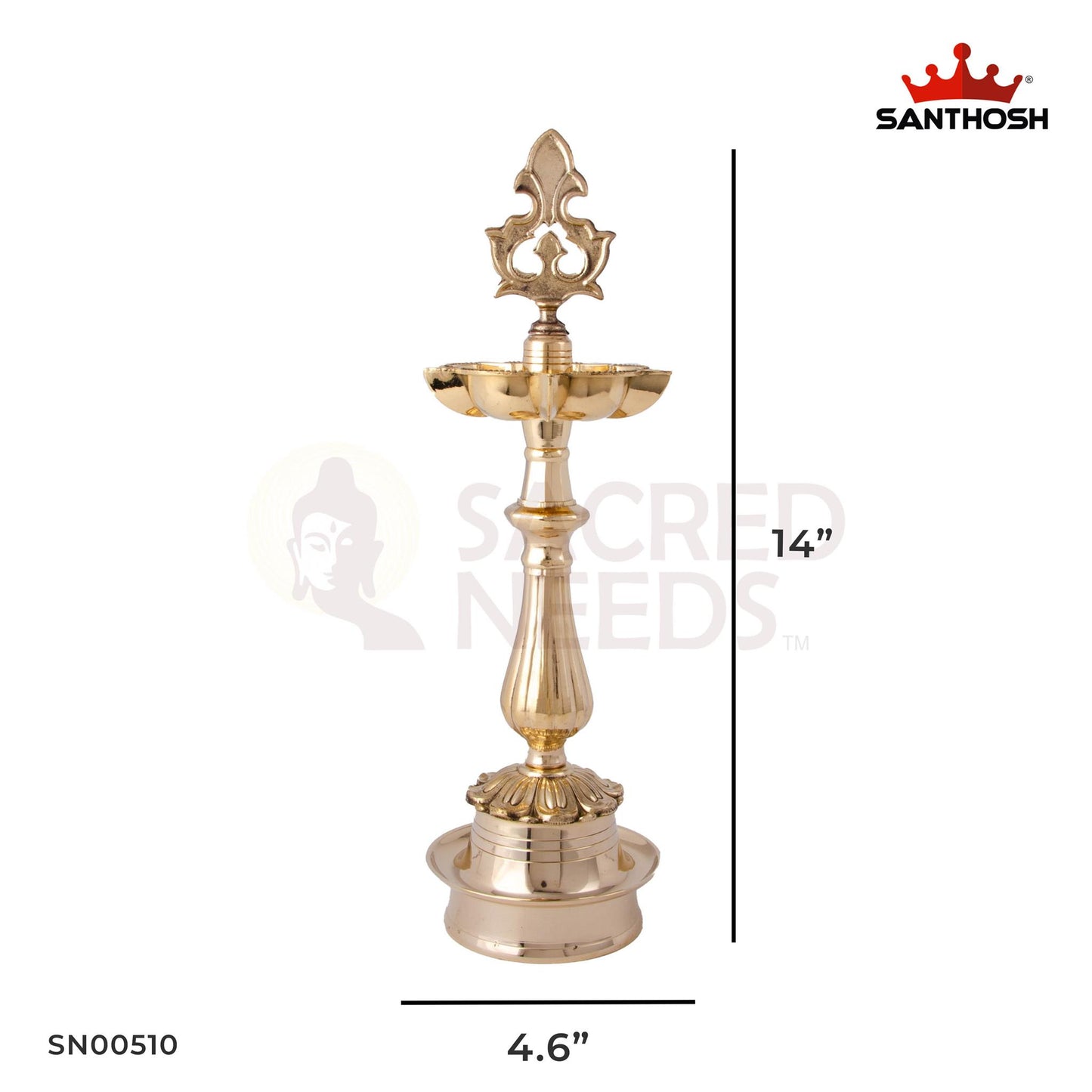 Brass Arjun Porai Vilakku – 14 Inch Height | Classic Temple Vilakku in Brass for Rituals & Decor