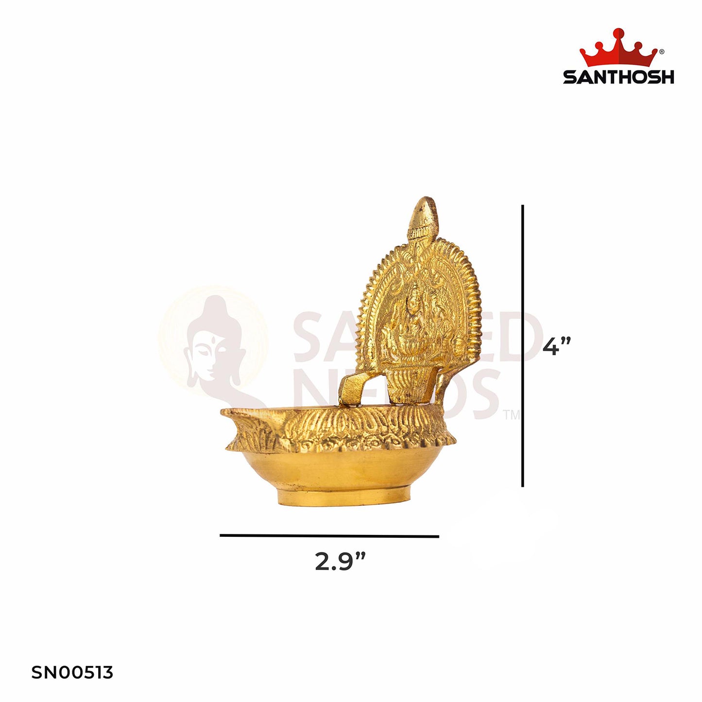 Brass Kuber Kamakshi Vilakku – 4 Inch Height | Kuber Kamakshi Deepam for Prosperity Pooja & Gifting