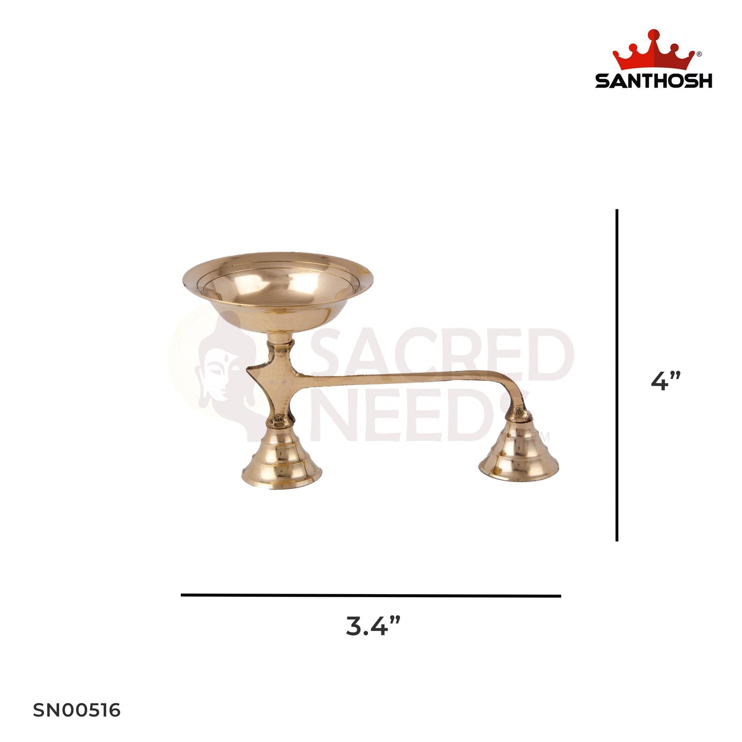 Brass Dhoopkal – 4 Inch Height | Compact Brass Sambrani Stand for Daily Pooja & Meditation