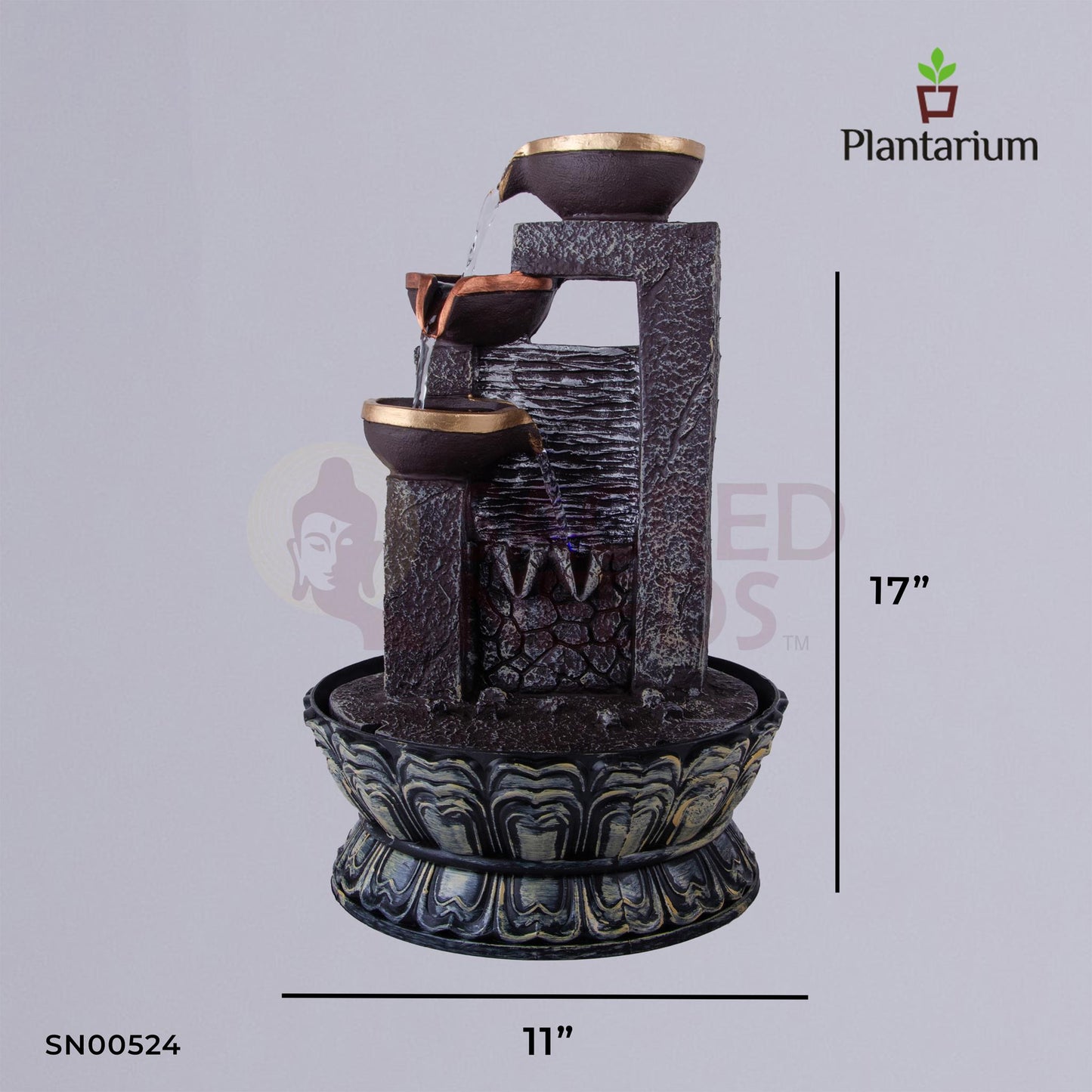 Poly Resin 4 Step Flow Fountain – 17 Inch Height | Cascading Water Fountain for Home, Office & Spiritual Zones