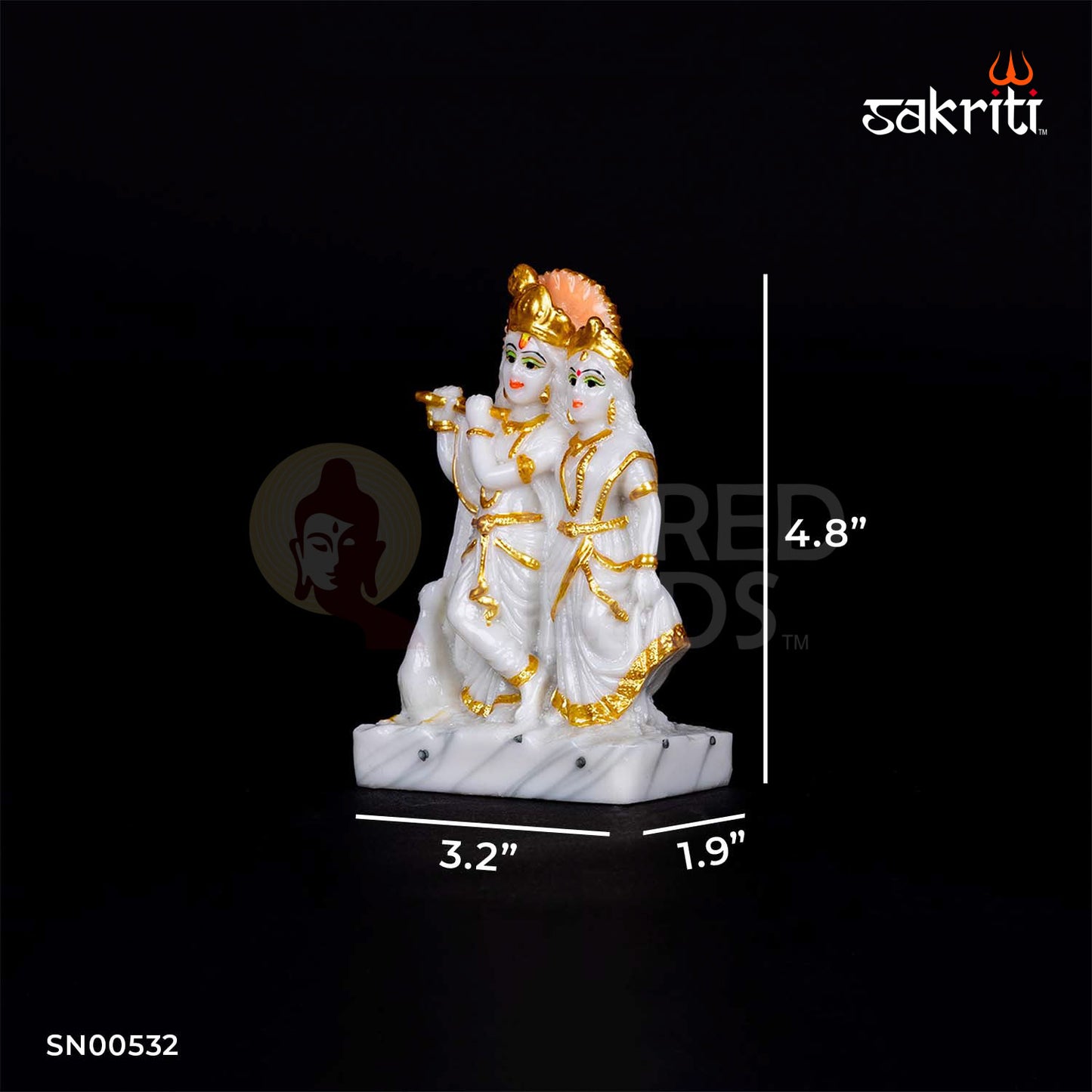 Radha Krishna Idol in Marble Dust – 4.8 Inch Height | Divine Couple Murti for Home Altar, Janmashtami & Gifting