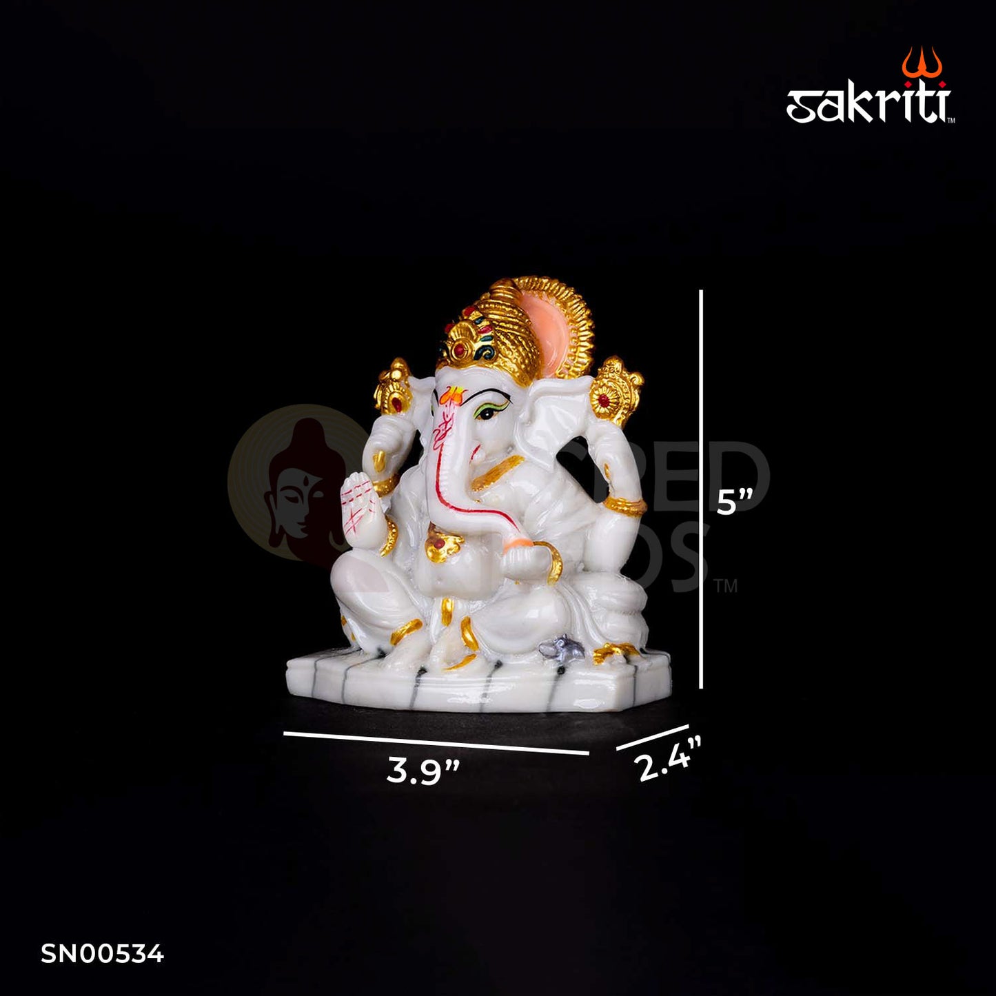 Ganesha Idol in Marble Dust – 5 Inch Height | Lord Ganpati Statue for Ganesh Chaturthi, Vastu & Pooja Decor