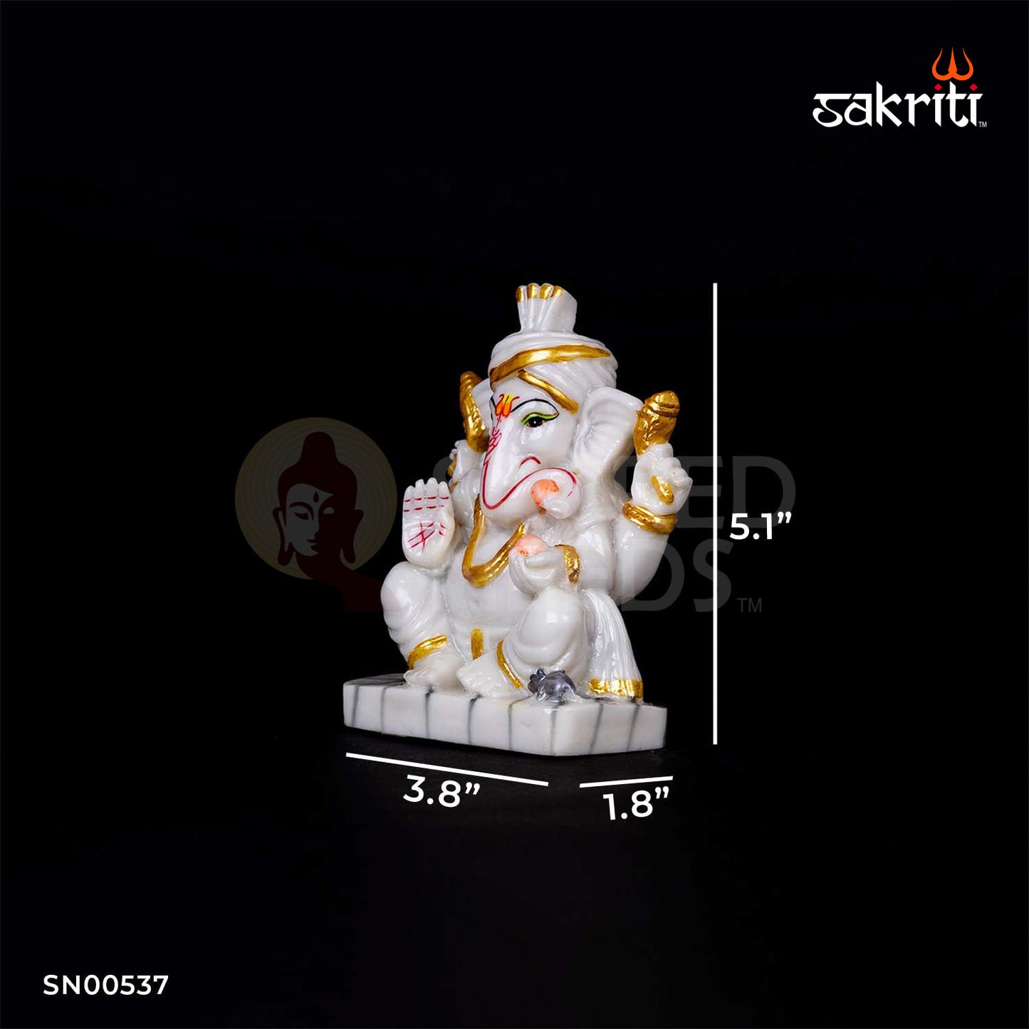 Bombay Ganesha Idol in Marble Dust – 5.1 Inch Height | Decorative Ganpati Murti for Housewarming & Worship